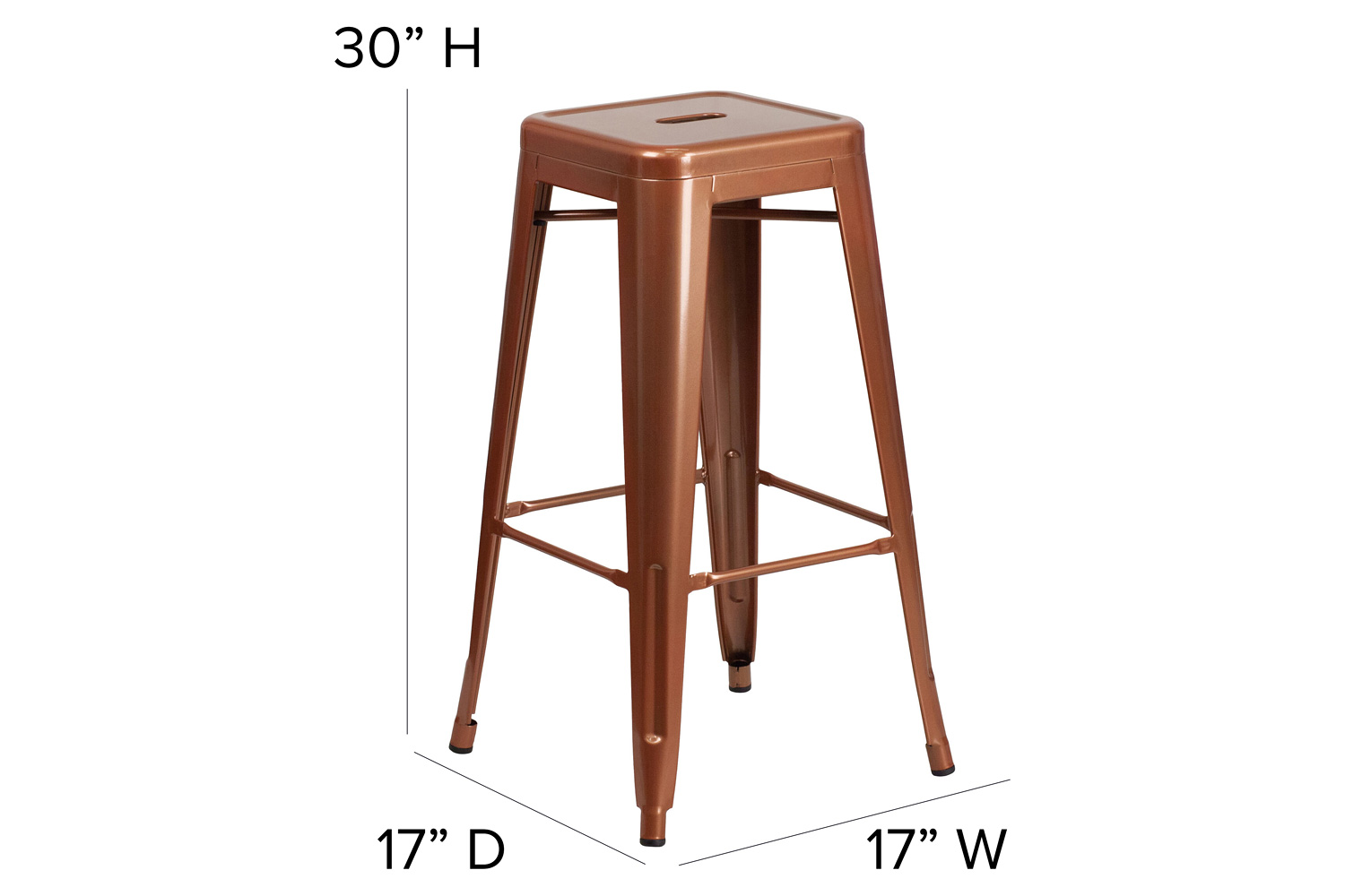 BLNK Kai Commercial Backless Indoor-Outdoor Bar Stool - Copper