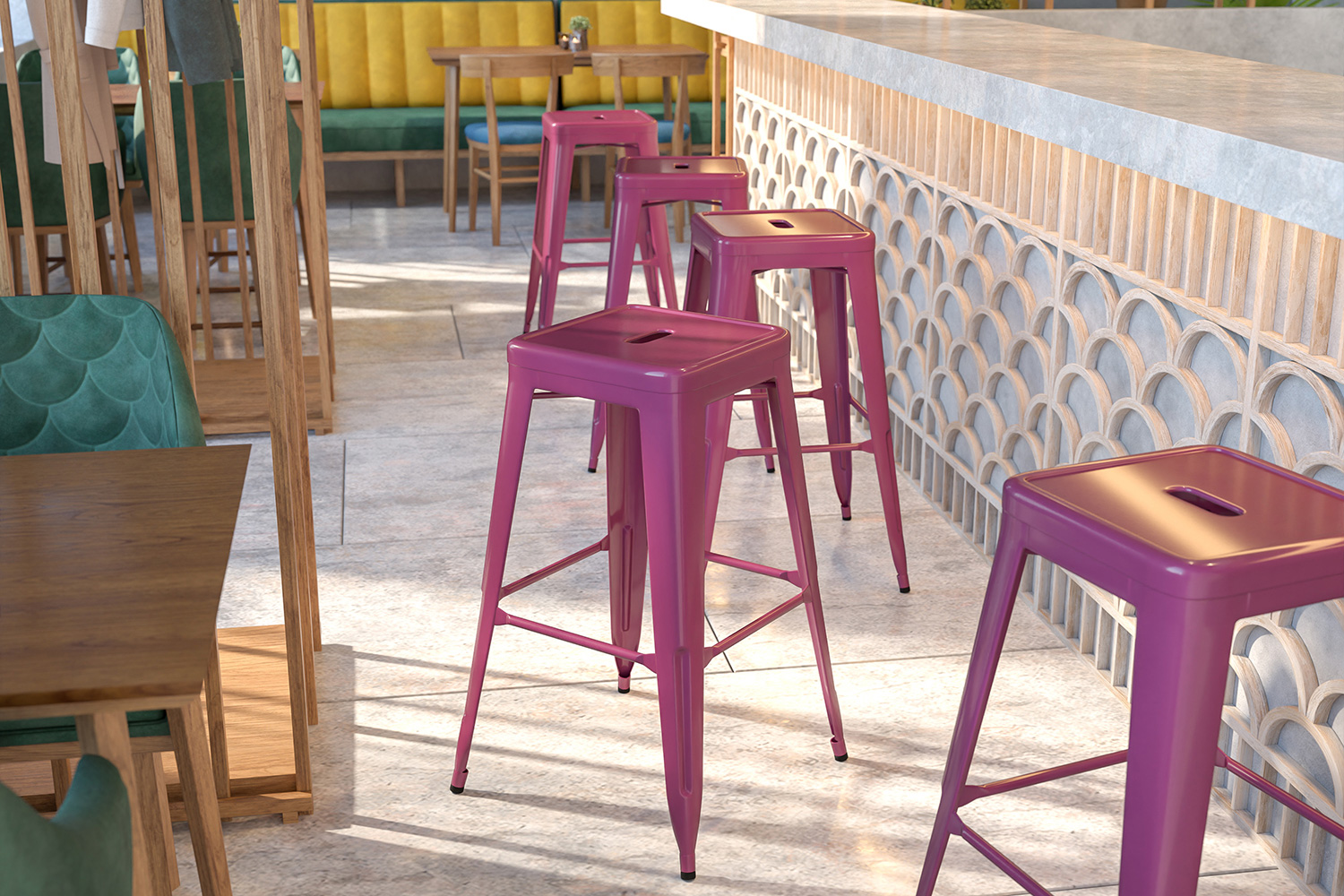 BLNK Kai Commercial Backless Indoor-Outdoor Bar Stool