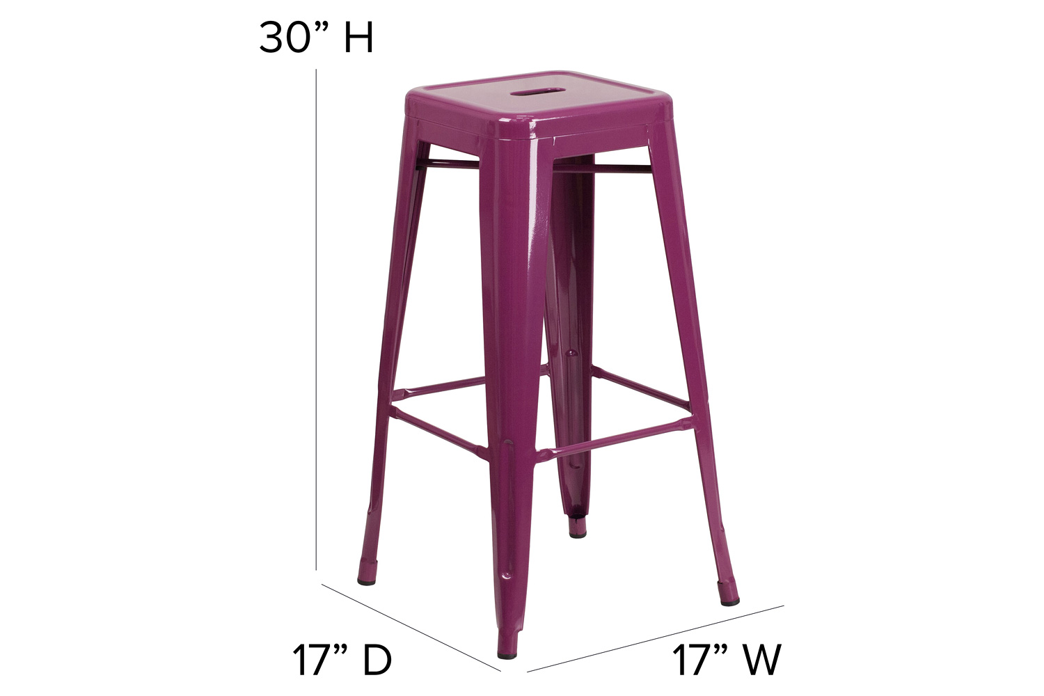 BLNK Kai Commercial Backless Indoor-Outdoor Bar Stool - Purple