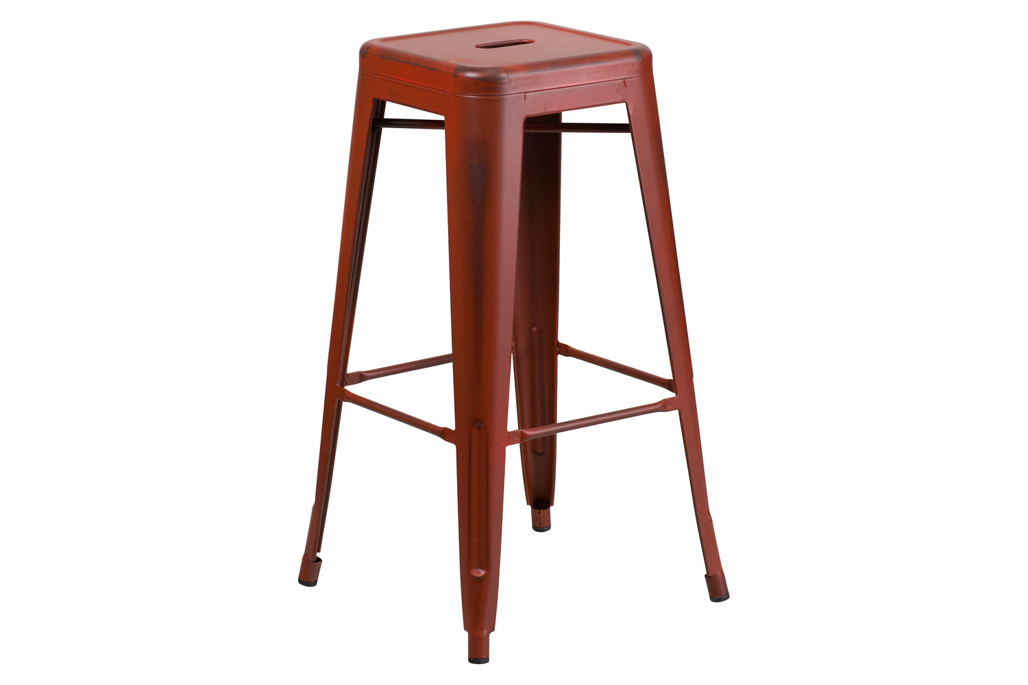 BLNK Kai Commercial Metal Backless Distressed Indoor-Outdoor Bar Stool