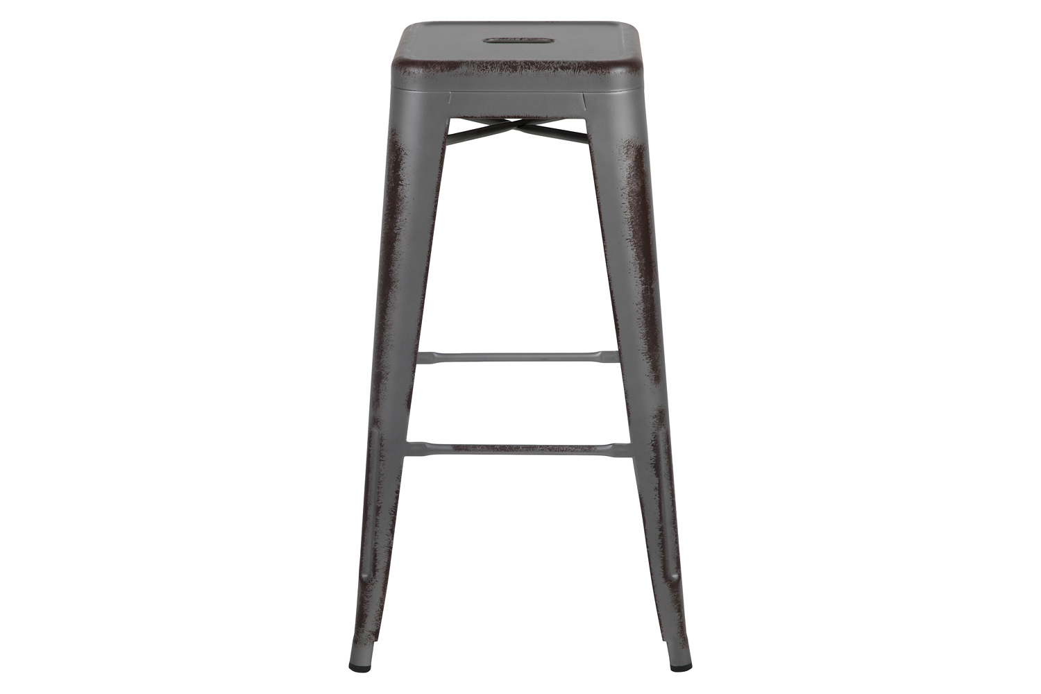 BLNK Kai Commercial Metal Backless Distressed Indoor-Outdoor Bar Stool - Silver Gray