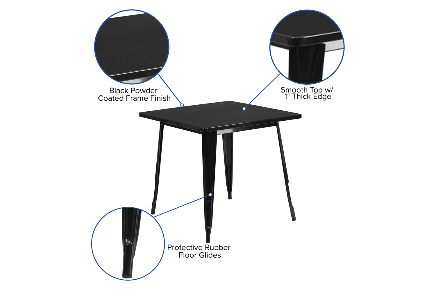 BLNK™ Felix Commercial Square Metal Indoor-Outdoor Table - Black