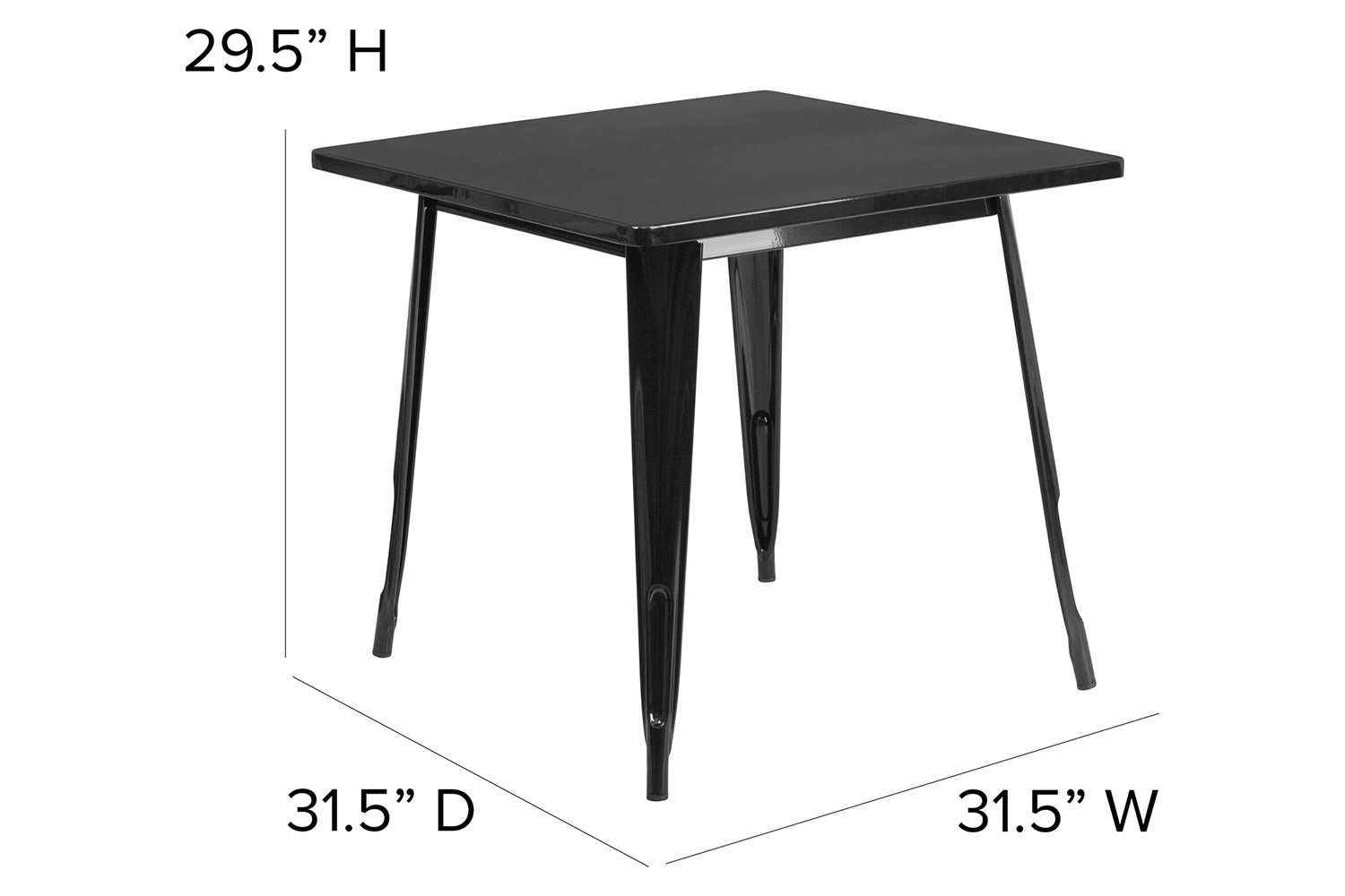 BLNK™ Felix Commercial Square Metal Indoor-Outdoor Table - Black