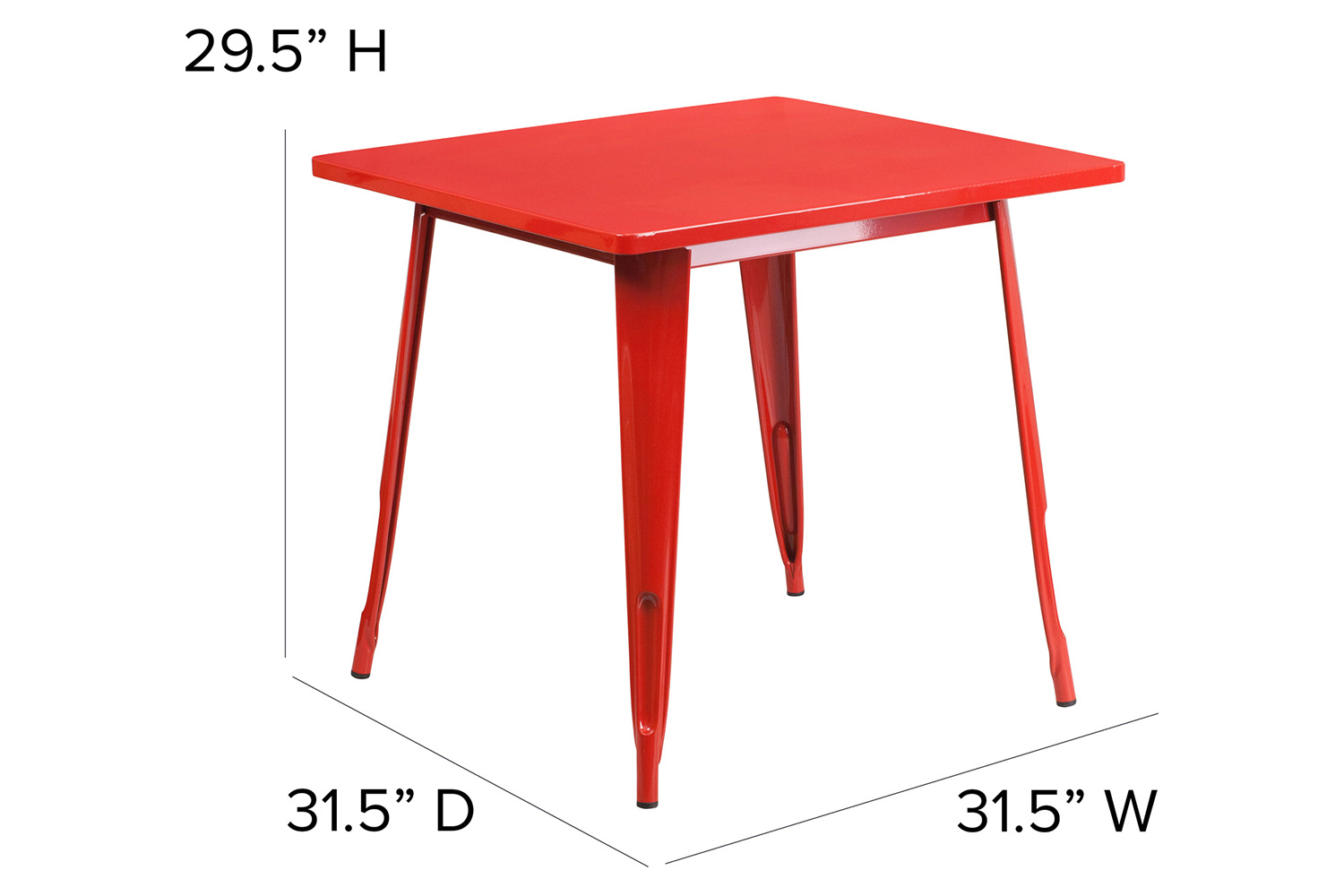 BLNK™ Felix Commercial Square Metal Indoor-Outdoor Table - Red