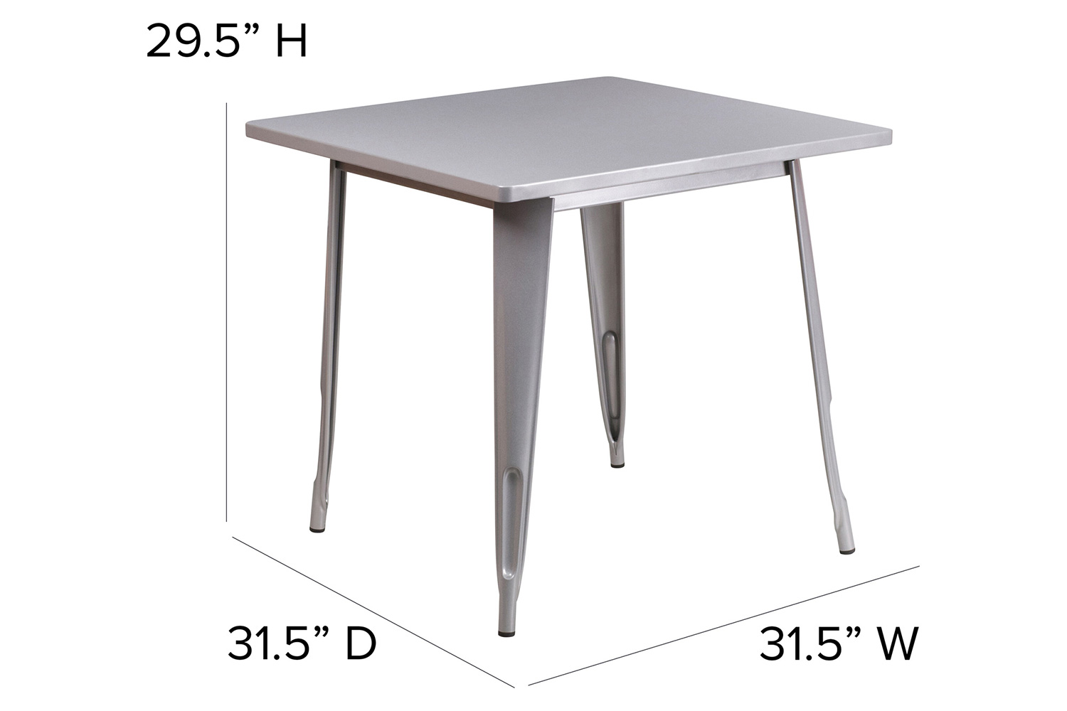 BLNK™ Felix Commercial Square Metal Indoor-Outdoor Table - Silver