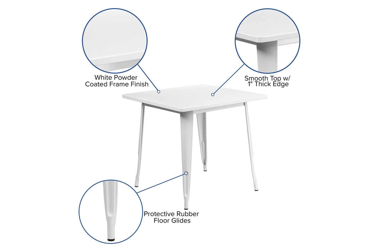 BLNK™ Felix Commercial Square Metal Indoor-Outdoor Table - White