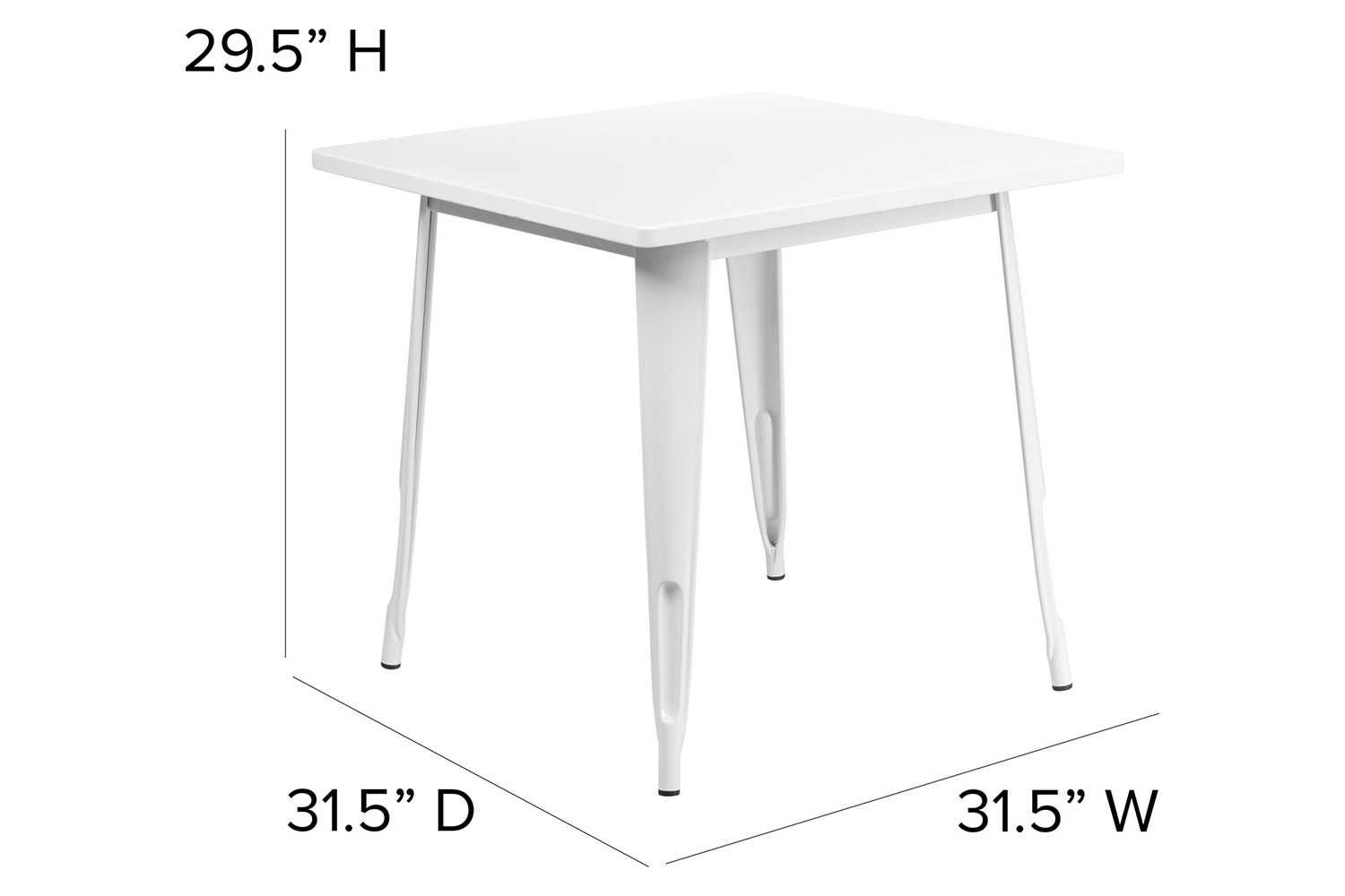 BLNK™ Felix Commercial Square Metal Indoor-Outdoor Table - White