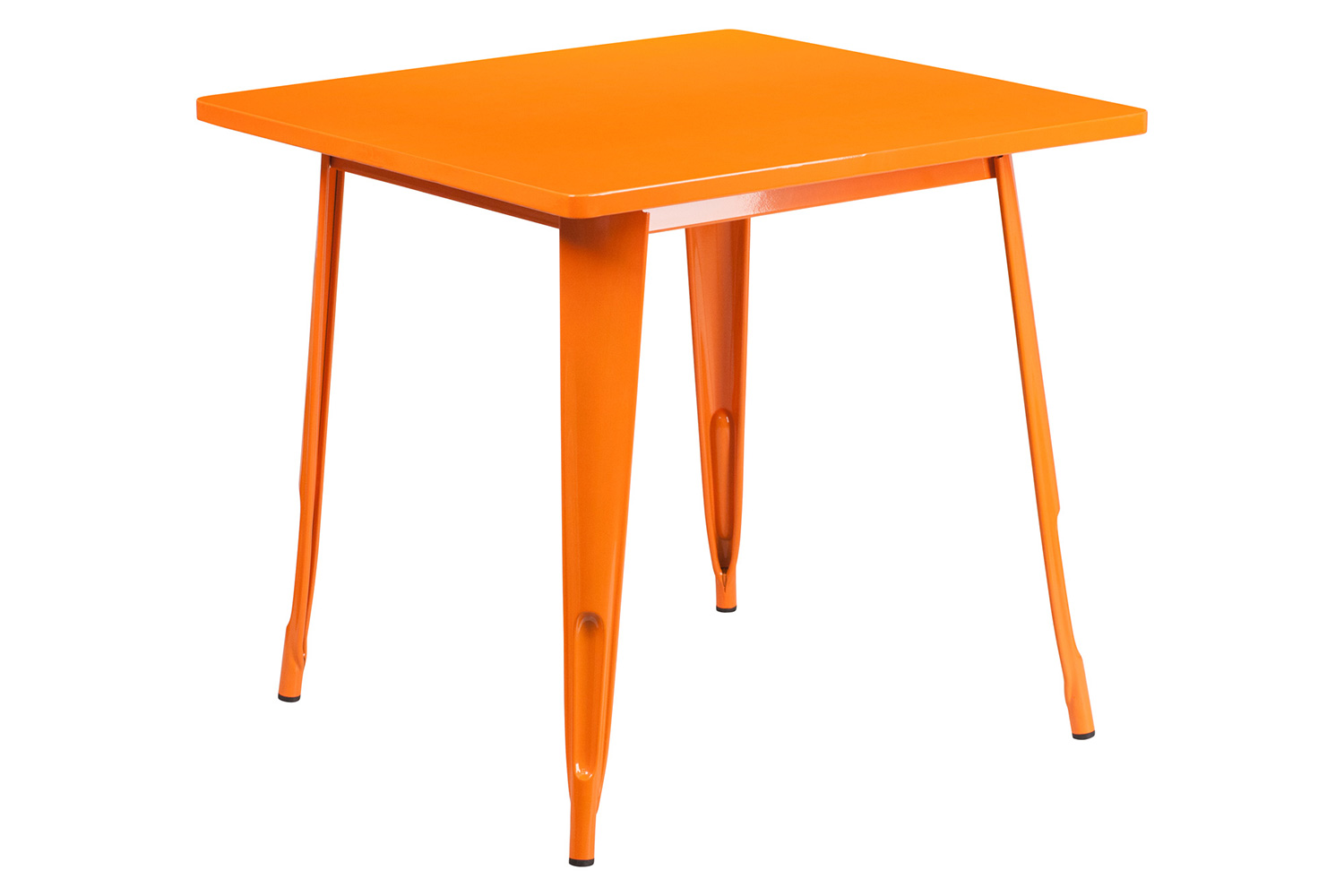 BLNK Grady Commercial Square Metal Indoor-Outdoor Table Set with 4 Arm Chairs - Orange