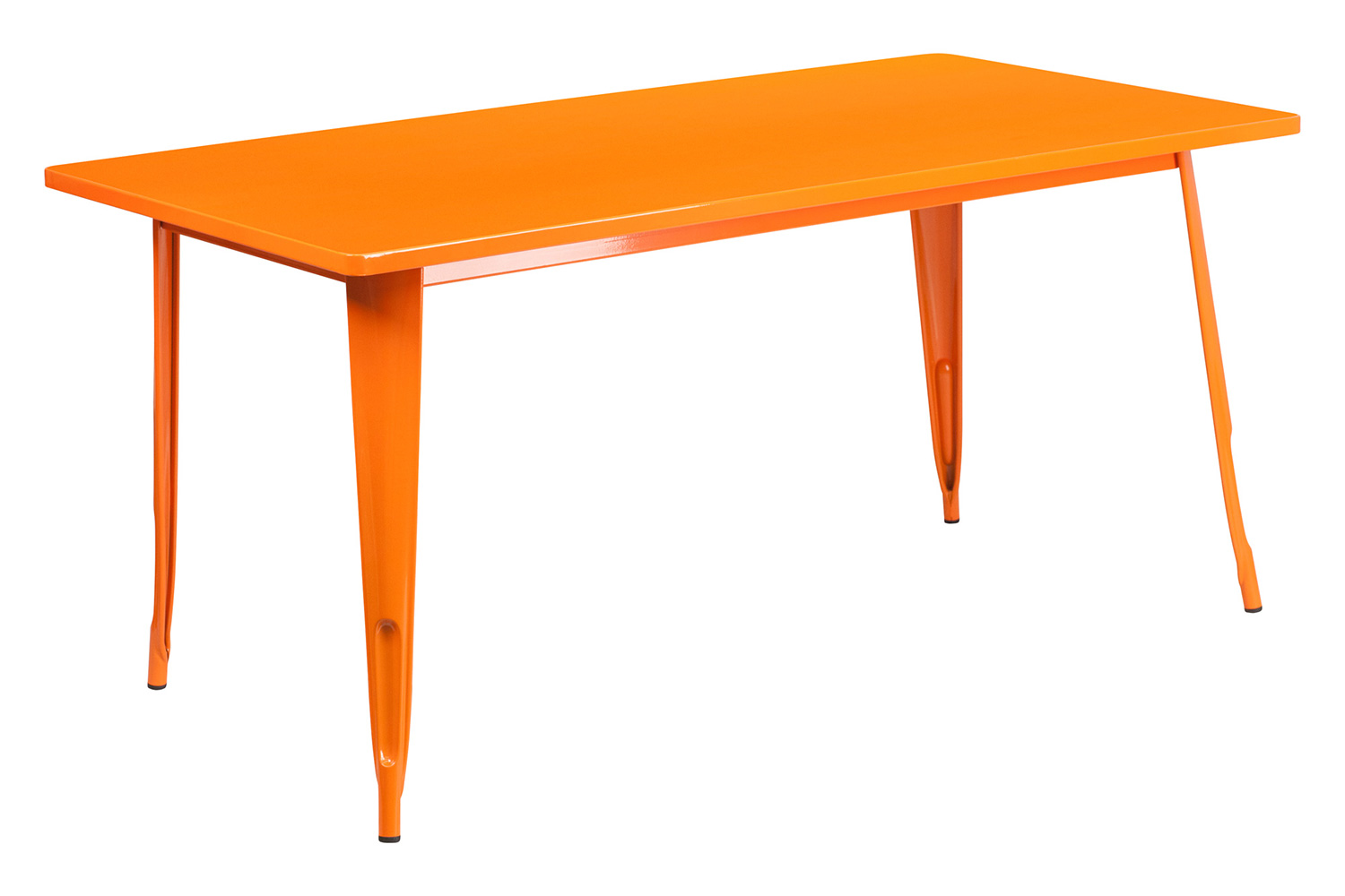 BLNK Darcy Commercial Rectangular Metal Indoor-Outdoor Table Set with 4 Stack Chairs - Orange