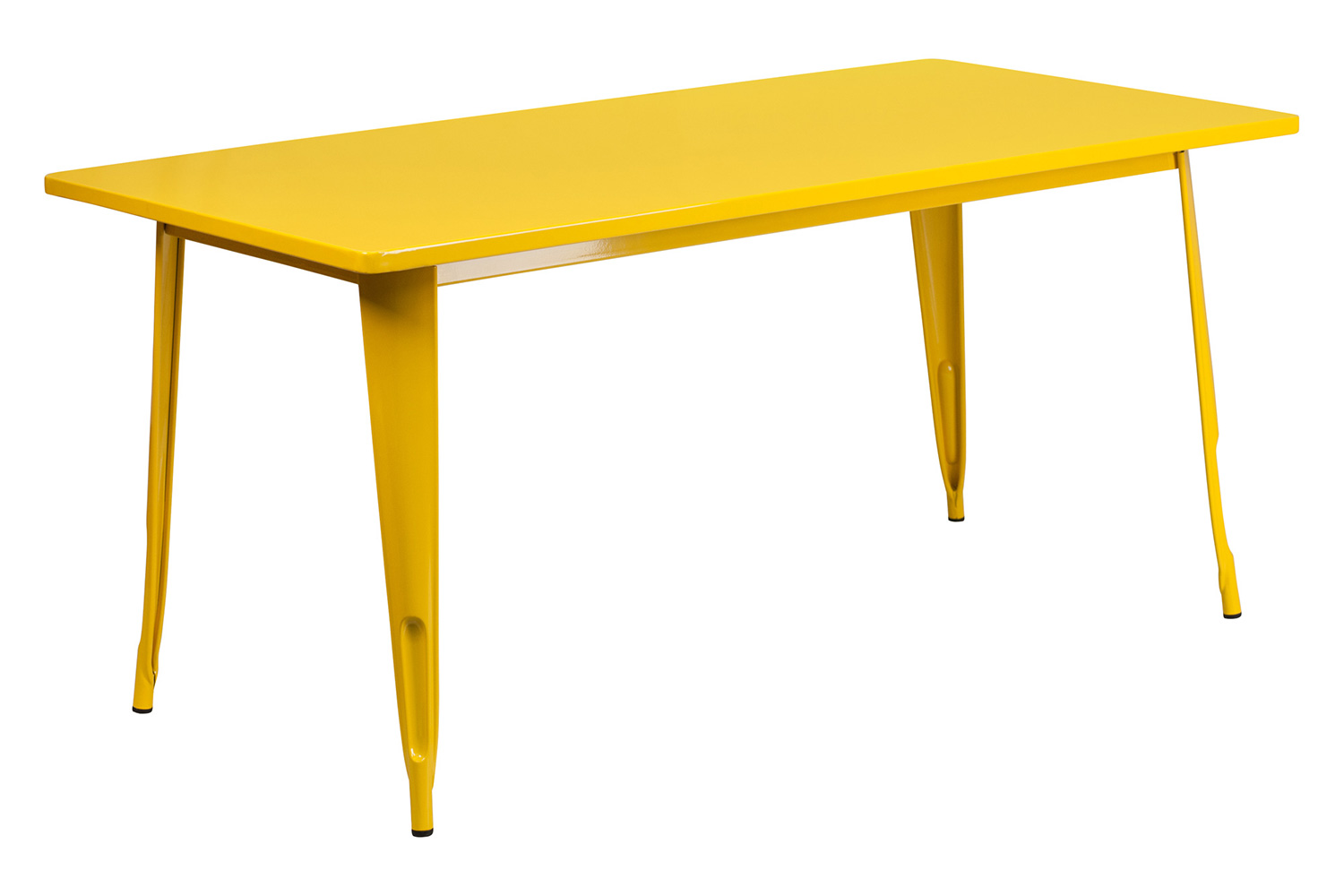 BLNK Darcy Commercial Rectangular Metal Indoor-Outdoor Table Set with 4 Stack Chairs - Yellow