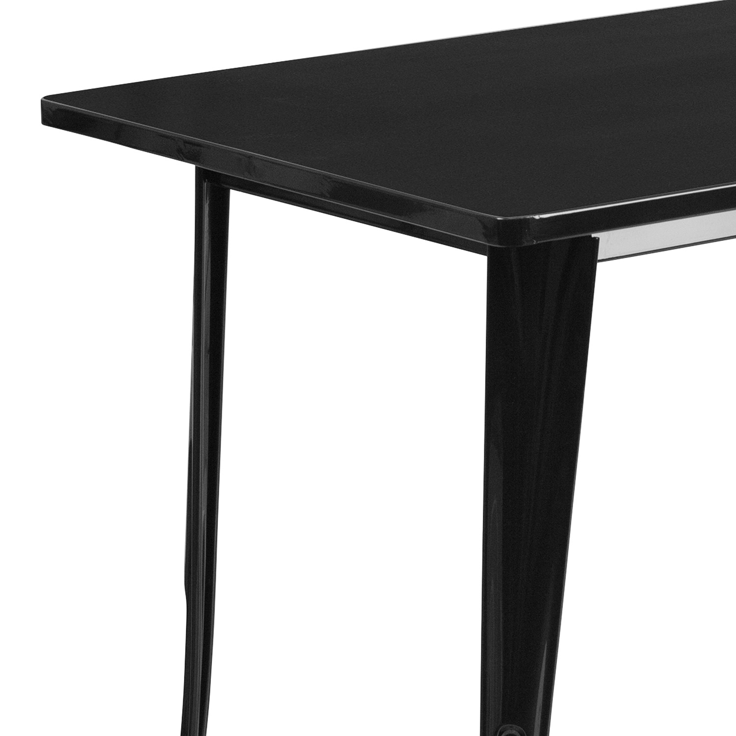 BLNK Charis Commercial Rectangular Metal Indoor-Outdoor Table - Black