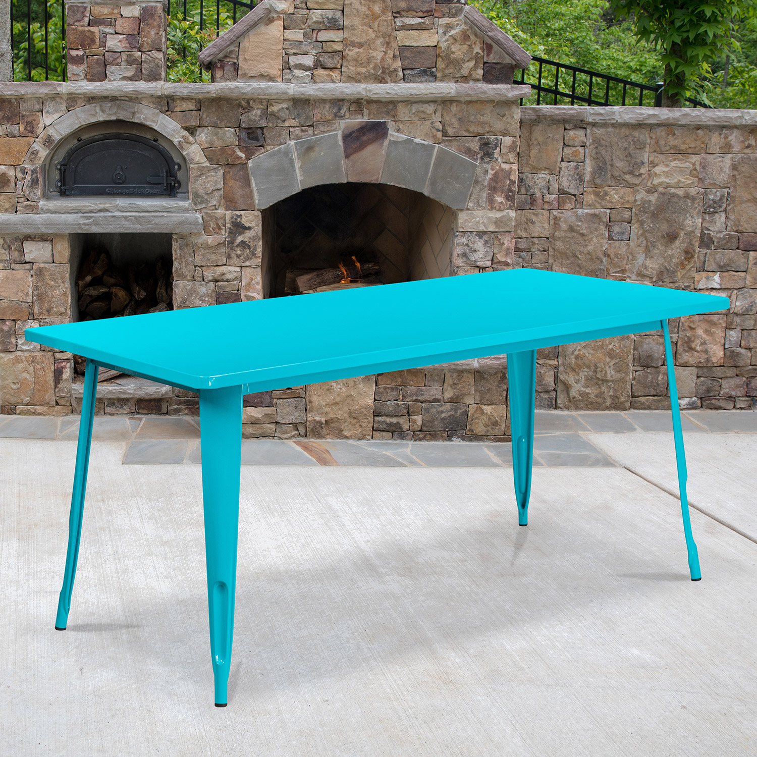 BLNK - Charis Commercial Rectangular Metal Indoor-Outdoor Table