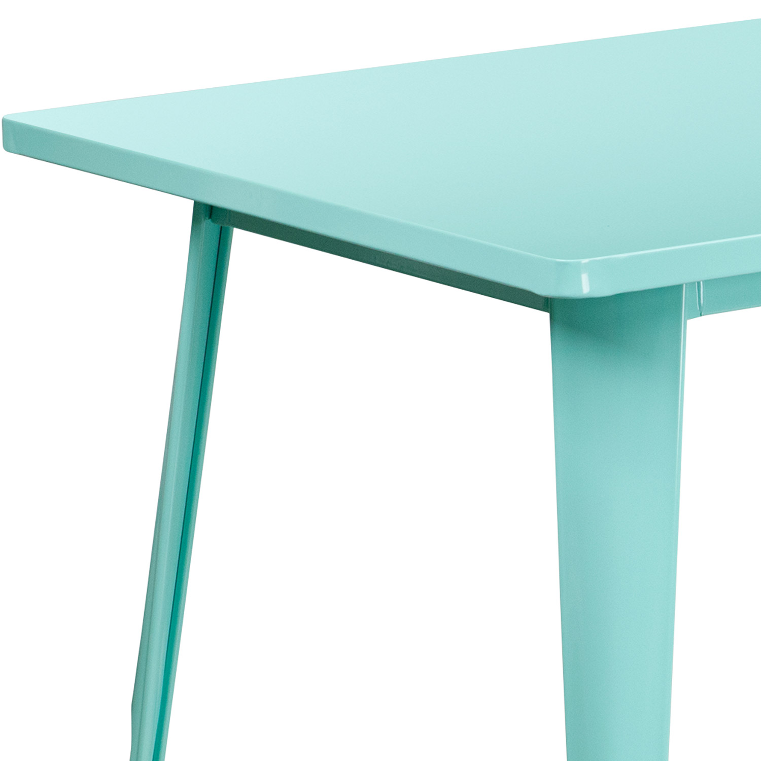 BLNK Charis Commercial Rectangular Metal Indoor-Outdoor Table - Mint Green