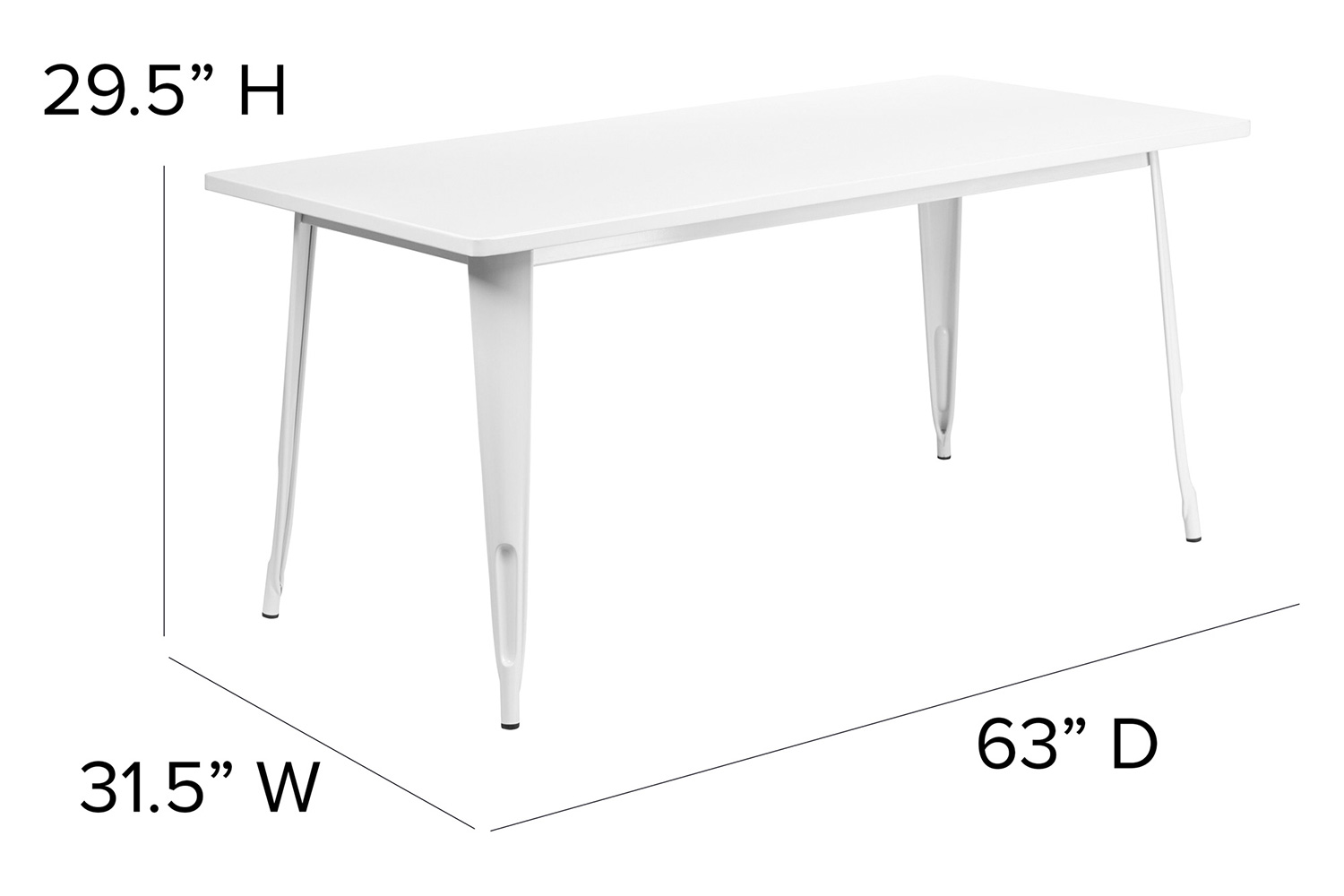 BLNK Charis Commercial Rectangular Metal Indoor-Outdoor Table - White