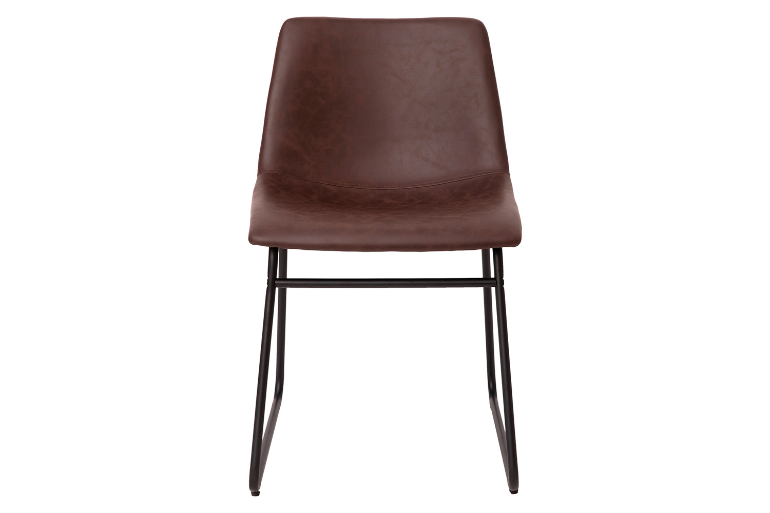 BLNK Butler LeatherSoft Table Height Dining Chair, Mid-Back Sled Base with Black Frame Set of 2 - Dark Brown