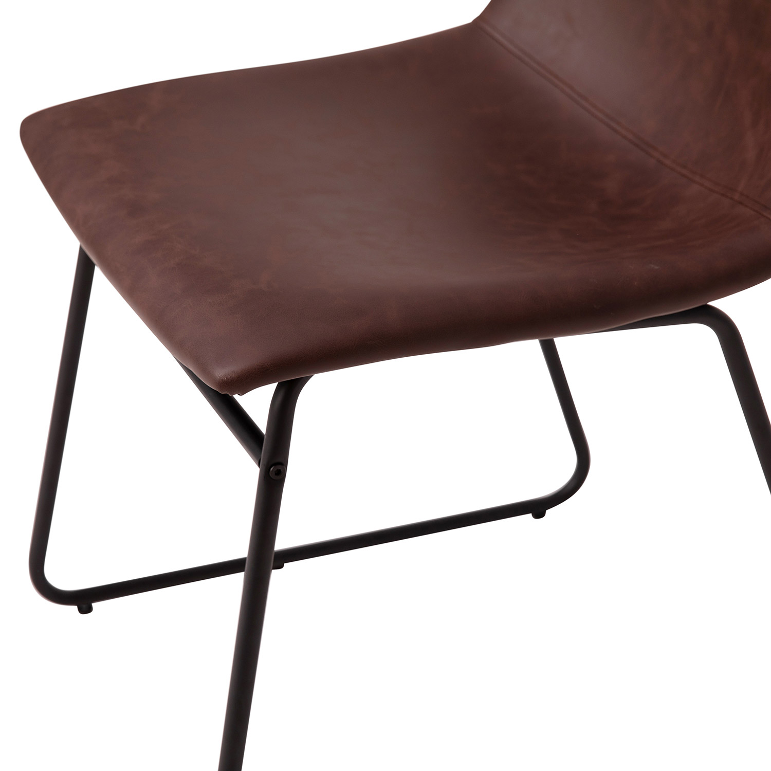 BLNK Butler LeatherSoft Table Height Dining Chair, Mid-Back Sled Base with Black Frame Set of 2 - Dark Brown