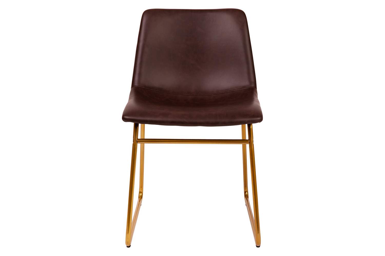 BLNK Butler LeatherSoft Table Height Dining Chair, Mid-Back Sled Base with Gold Frame Set of 2 - Dark Brown