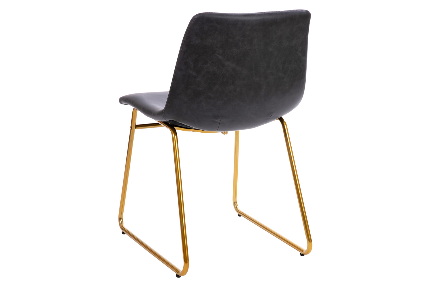 BLNK Butler LeatherSoft Table Height Dining Chair, Mid-Back Sled Base with Gold Frame Set of 2 - Dark Gray