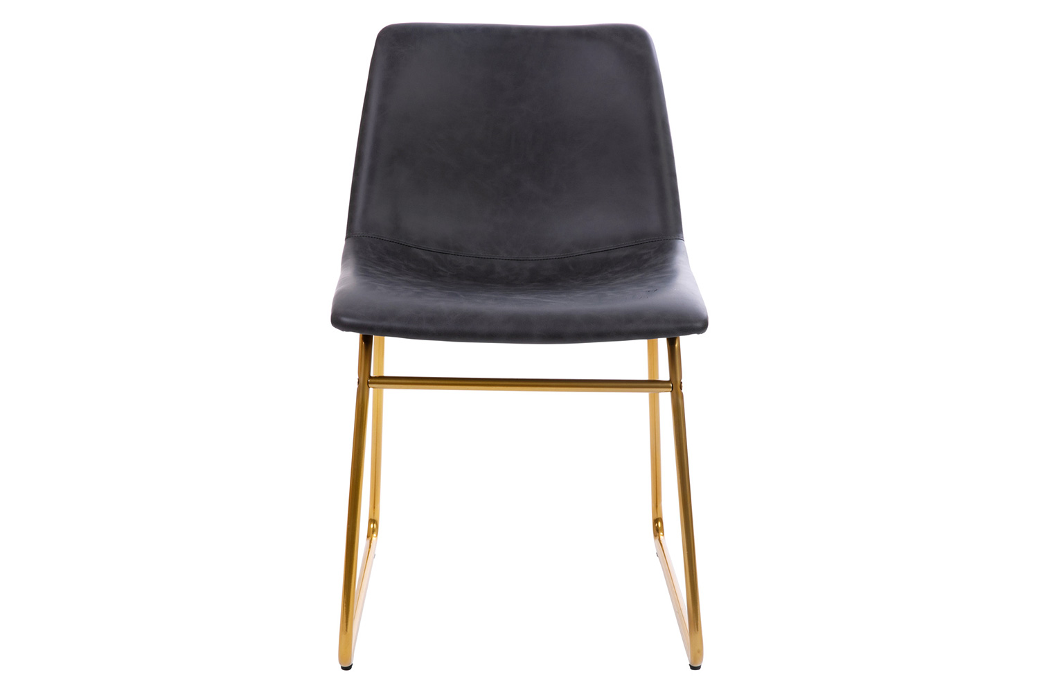 BLNK Butler LeatherSoft Table Height Dining Chair, Mid-Back Sled Base with Gold Frame Set of 2 - Dark Gray