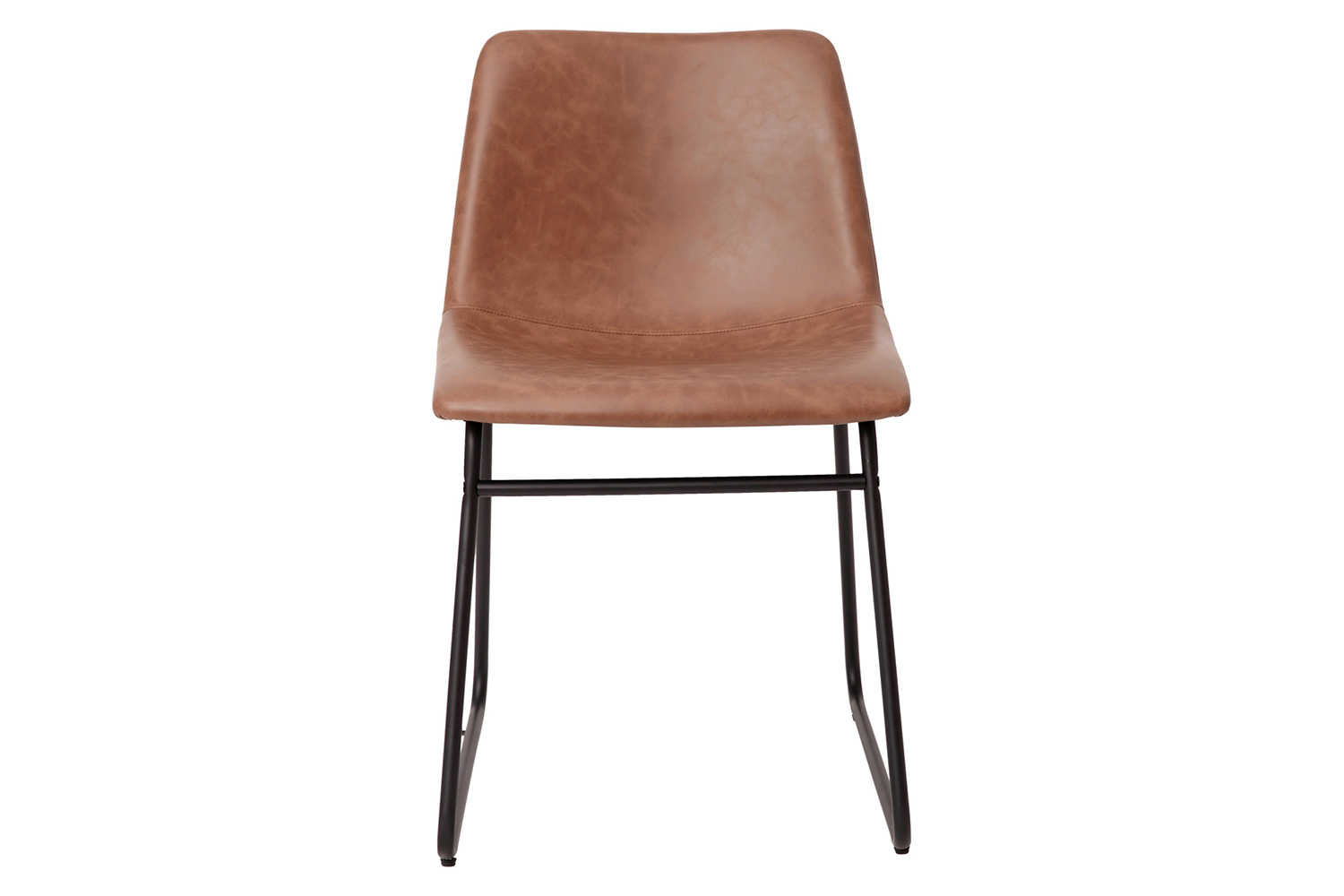 BLNK Butler LeatherSoft Table Height Dining Chair, Mid-Back Sled Base with Black Frame Set of 2 - Light Brown