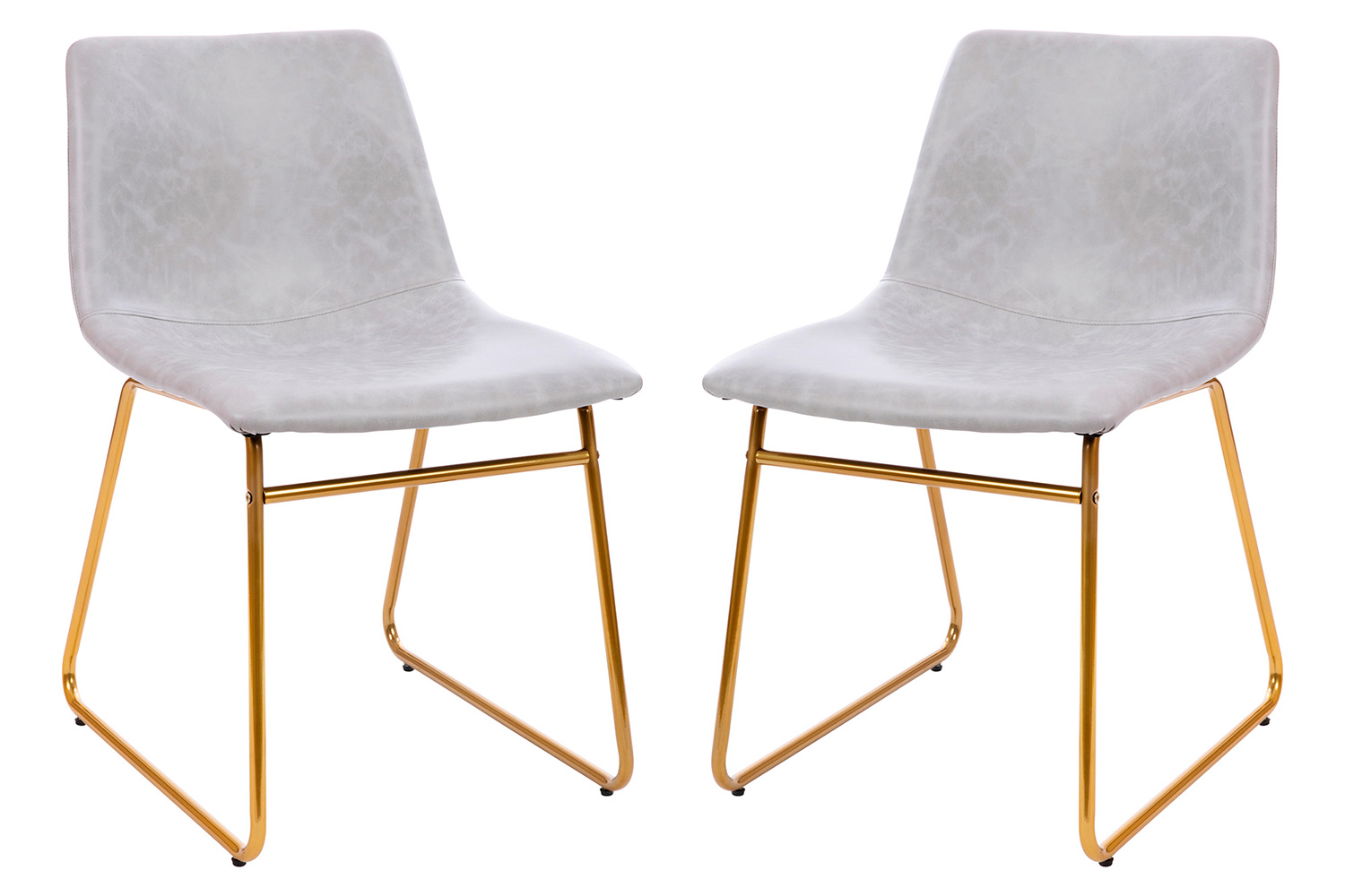 BLNK Butler LeatherSoft Table Height Dining Chair, Mid-Back Sled Base with Gold Frame Set of 2