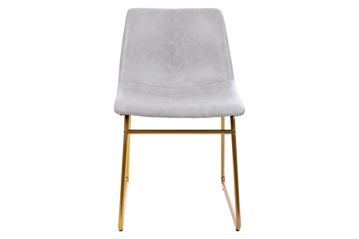 BLNK Butler LeatherSoft Table Height Dining Chair, Mid-Back Sled Base with Gold Frame Set of 2 - Light Gray