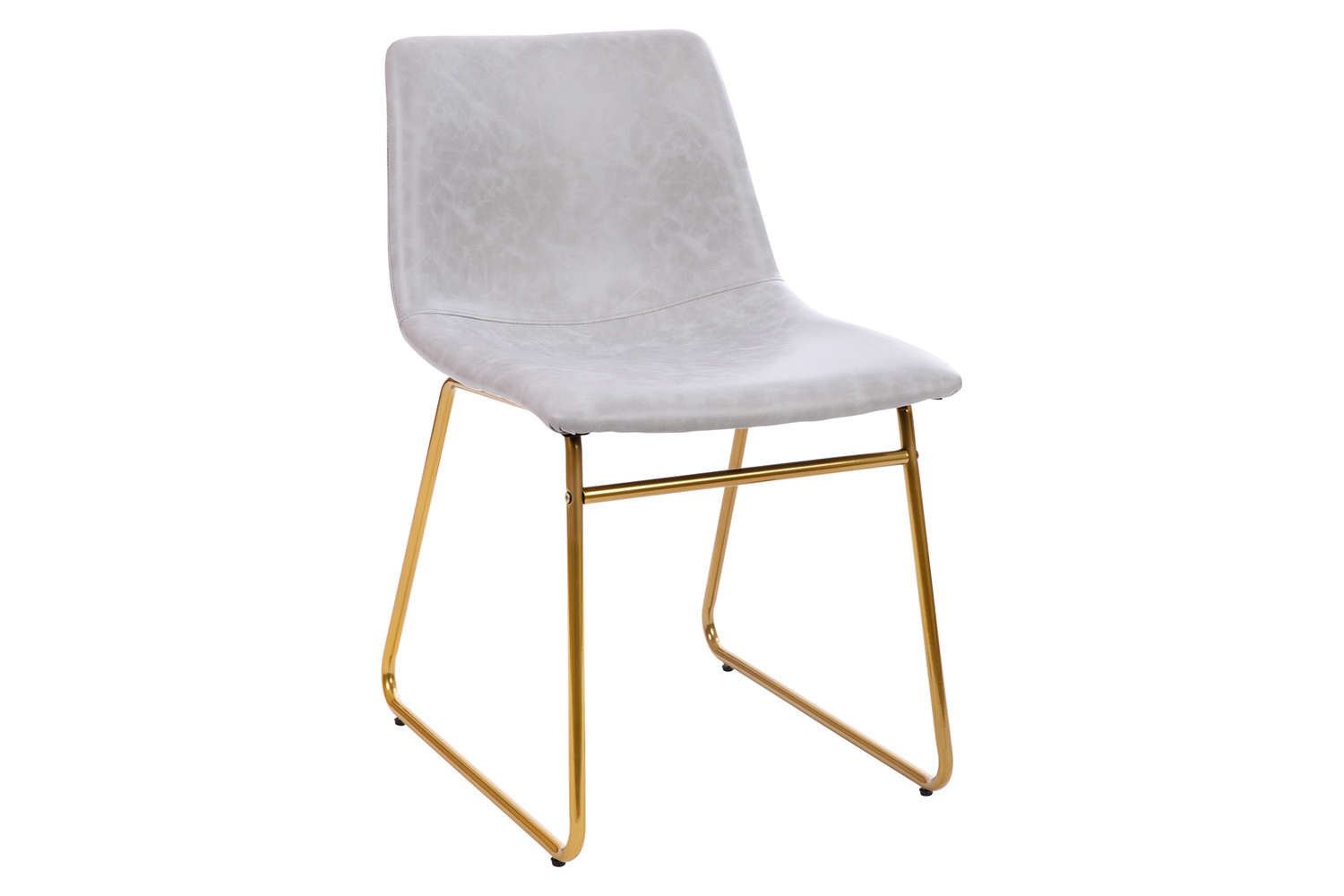 BLNK Butler LeatherSoft Table Height Dining Chair, Mid-Back Sled Base with Gold Frame Set of 2 - Light Gray