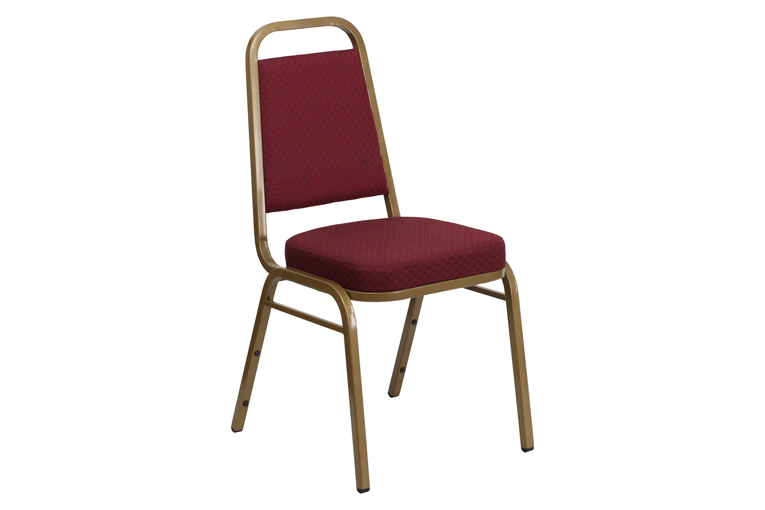 BLNK™ HERCULES Series Fabric Trapezoidal Back Stacking Banquet Chair with Gold Frame - Burgundy Patterned