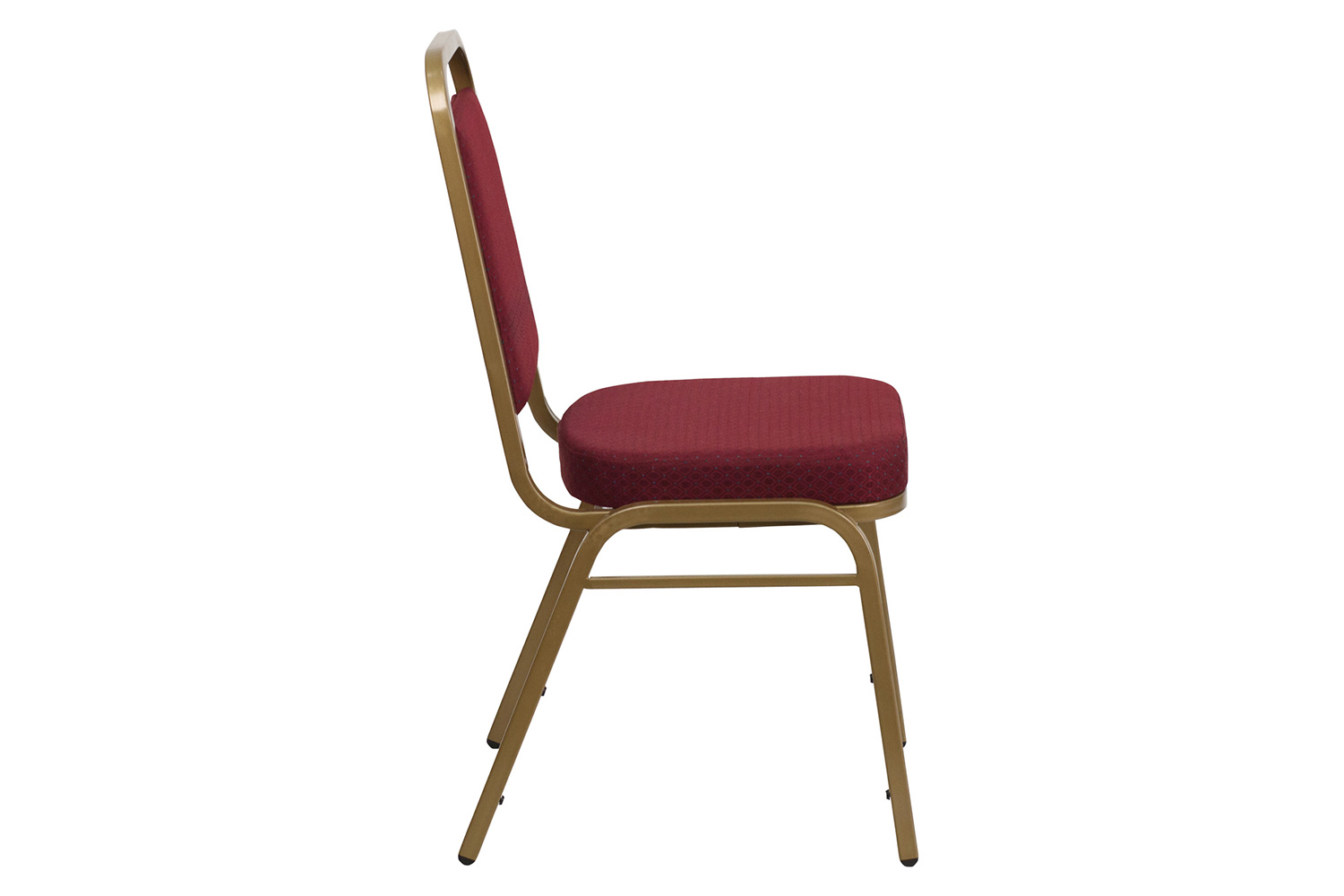 BLNK™ HERCULES Series Fabric Trapezoidal Back Stacking Banquet Chair with Gold Frame - Burgundy Patterned