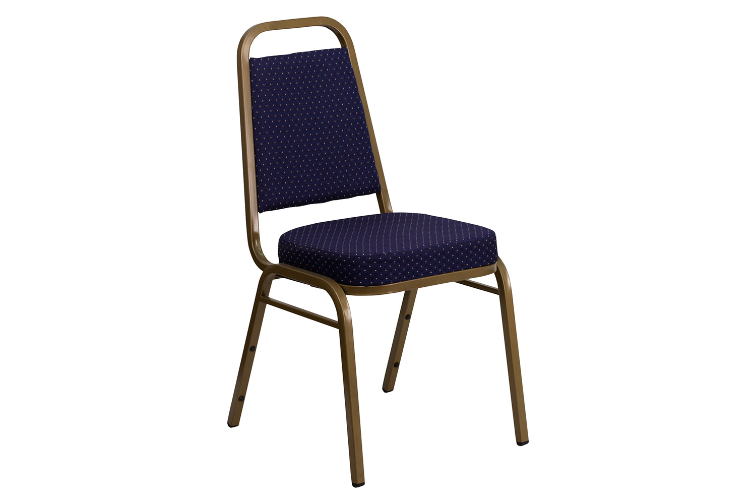 BLNK™ HERCULES Series Fabric Trapezoidal Back Stacking Banquet Chair with Gold Frame - Navy Patterned