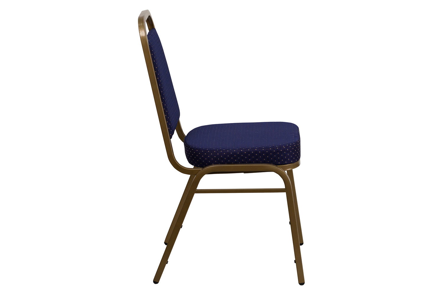 BLNK™ HERCULES Series Fabric Trapezoidal Back Stacking Banquet Chair with Gold Frame - Navy Patterned