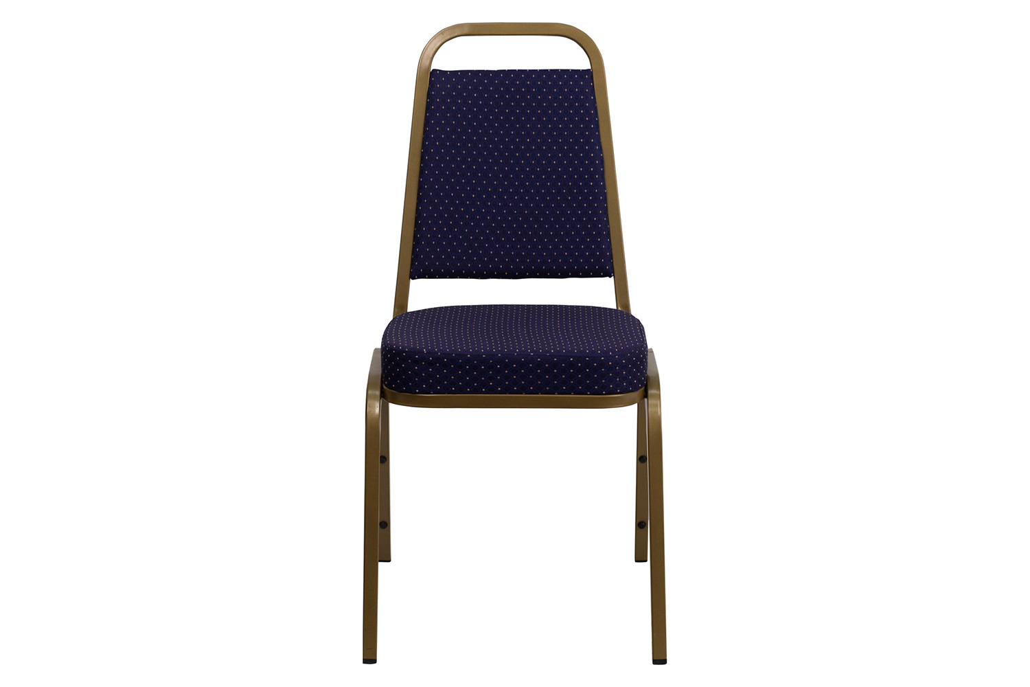 BLNK™ HERCULES Series Fabric Trapezoidal Back Stacking Banquet Chair with Gold Frame - Navy Patterned