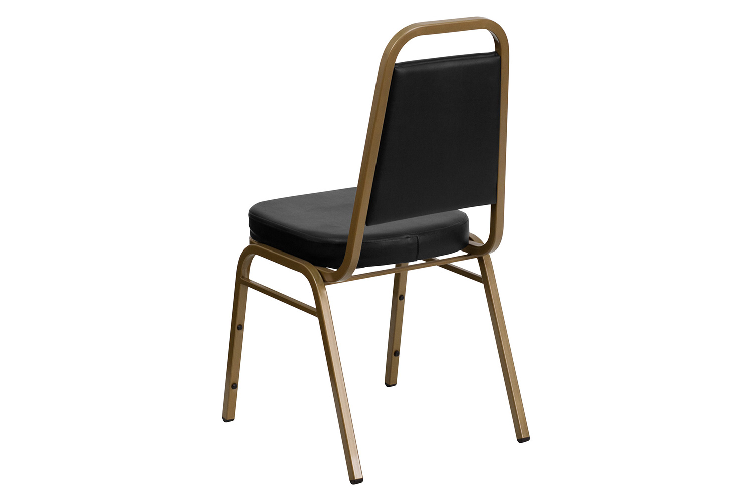 BLNK™ HERCULES Series Vinyl Trapezoidal Back Stacking Banquet Chair with Gold Frame - Black