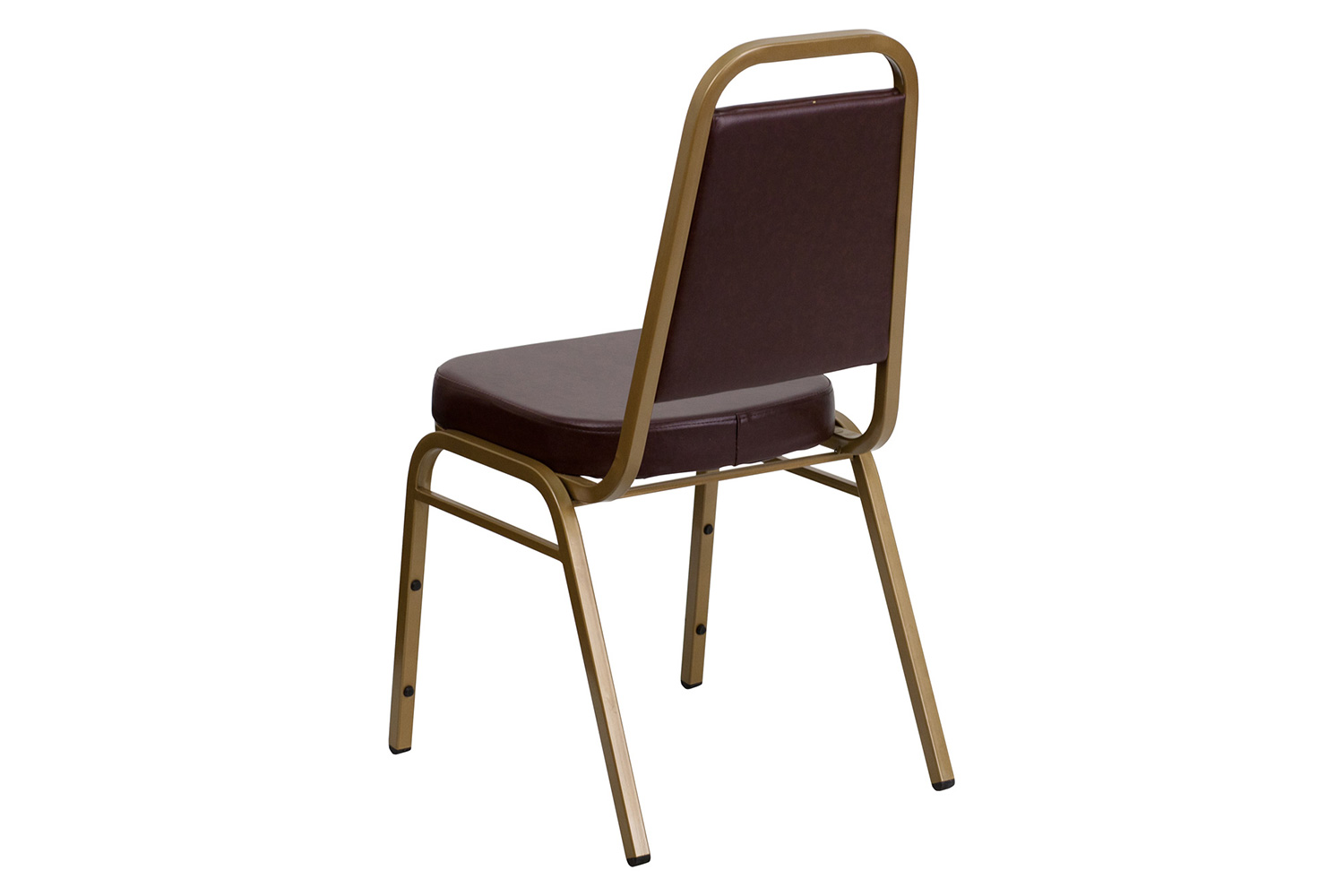 BLNK™ HERCULES Series Vinyl Trapezoidal Back Stacking Banquet Chair with Gold Frame - Brown