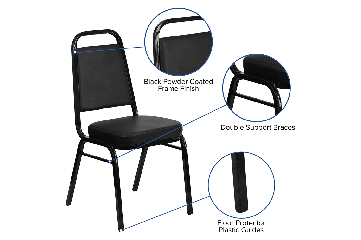 BLNK™ HERCULES Series Vinyl Trapezoidal Back Stacking Banquet Chair - Black, 36"H