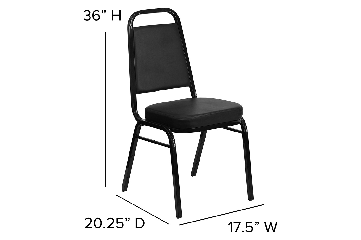 BLNK™ HERCULES Series Vinyl Trapezoidal Back Stacking Banquet Chair - Black, 36"H