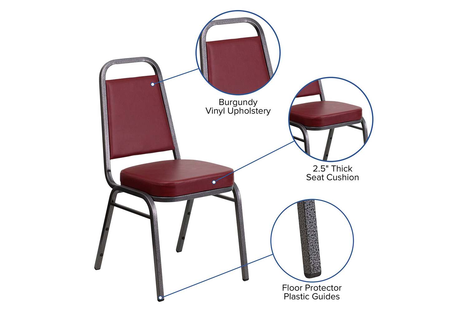 BLNK™ HERCULES Series Vinyl Trapezoidal Back Stacking Banquet Chair - Burgundy, 36"H