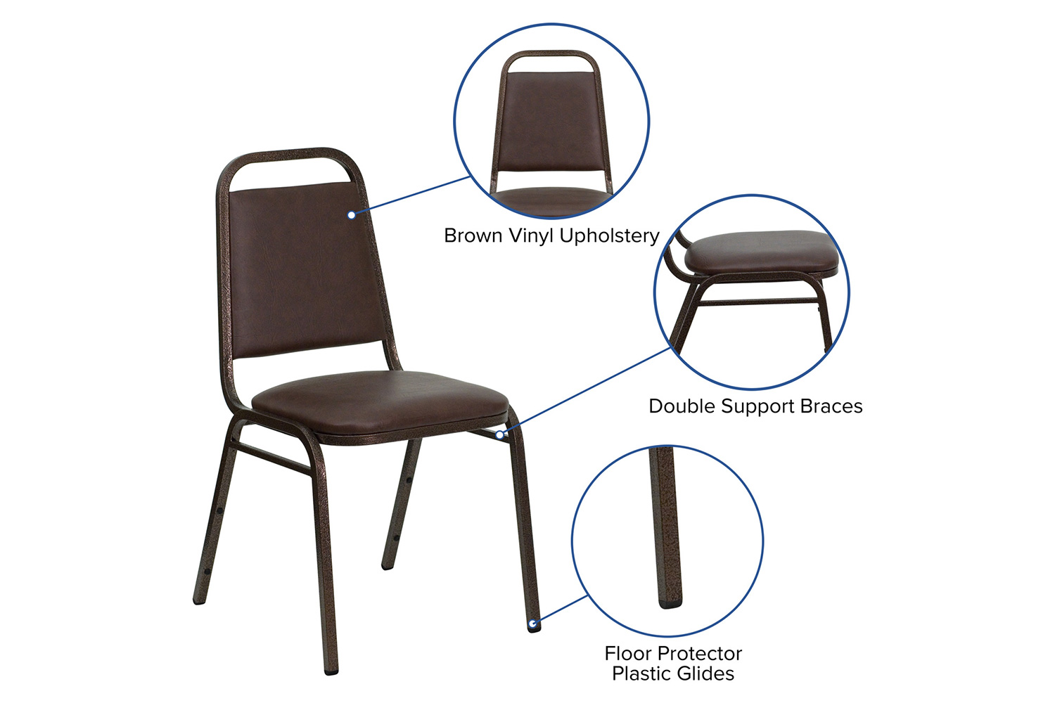 BLNK - HERCULES Series Vinyl Trapezoidal Back Stacking Banquet Chair with Copper Vein Frame