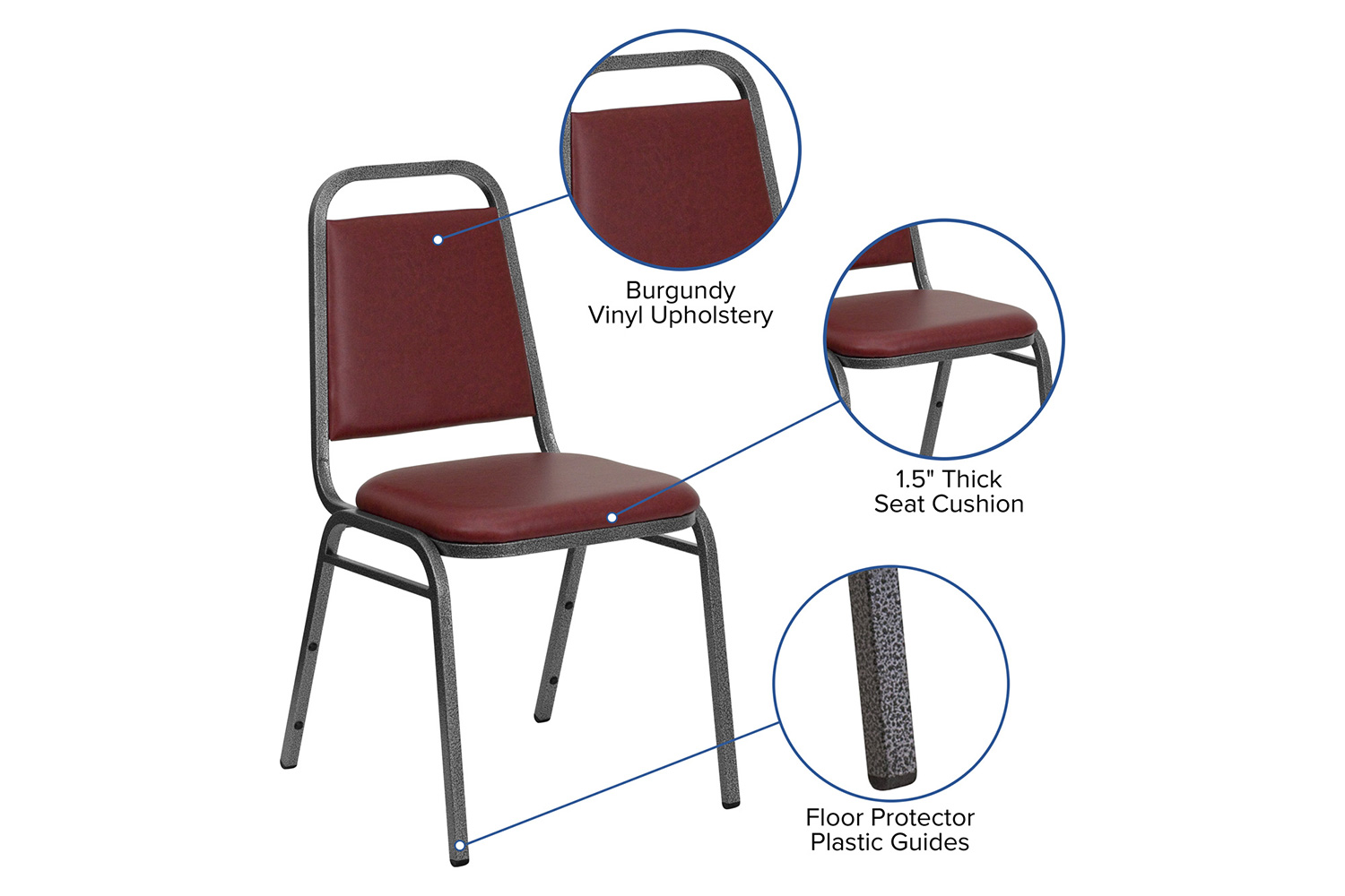 BLNK™ HERCULES Series Vinyl Trapezoidal Back Stacking Banquet Chair - Burgundy, 34"H