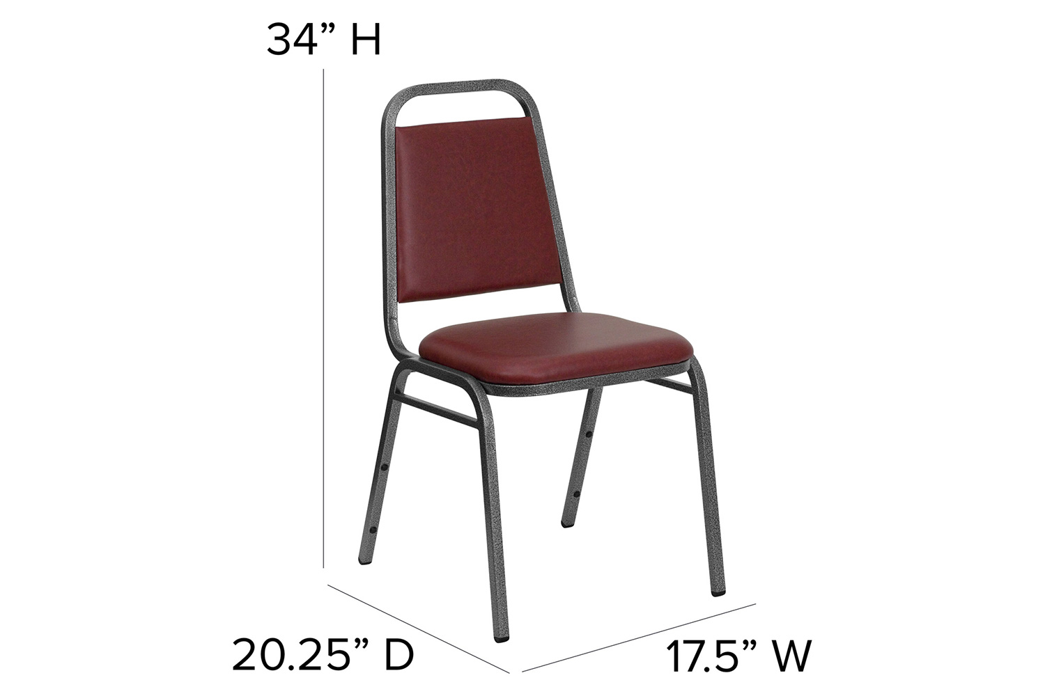 BLNK™ HERCULES Series Vinyl Trapezoidal Back Stacking Banquet Chair - Burgundy, 34"H