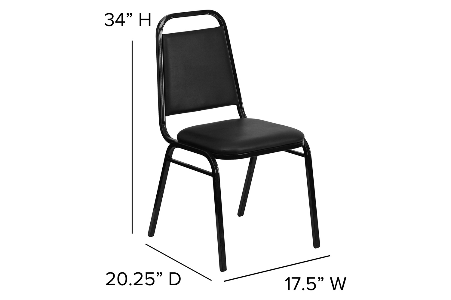 BLNK™ HERCULES Series Vinyl Trapezoidal Back Stacking Banquet Chair - Black, 34"H