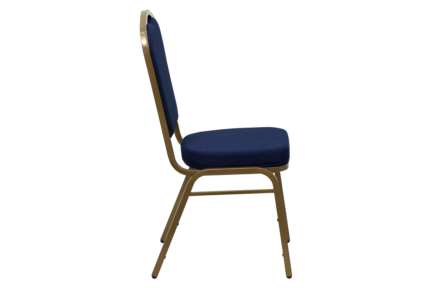 BLNK™ HERCULES Series Fabric Crown Back Stacking Banquet Chair with Gold Frame - Navy Blue Patterned