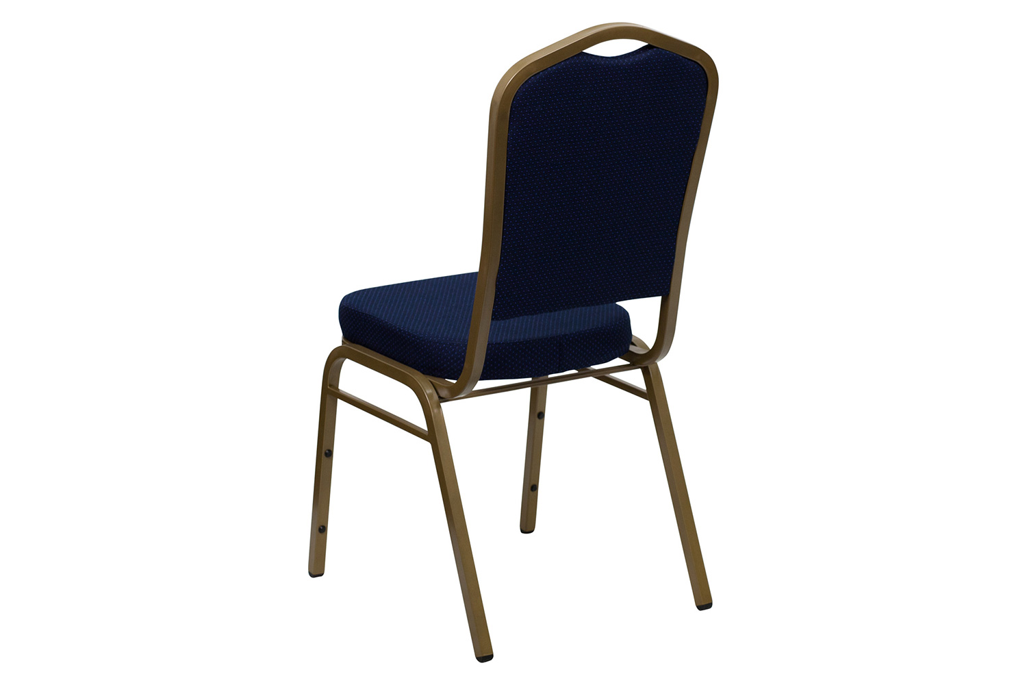 BLNK™ HERCULES Series Fabric Crown Back Stacking Banquet Chair with Gold Frame - Navy Blue Patterned