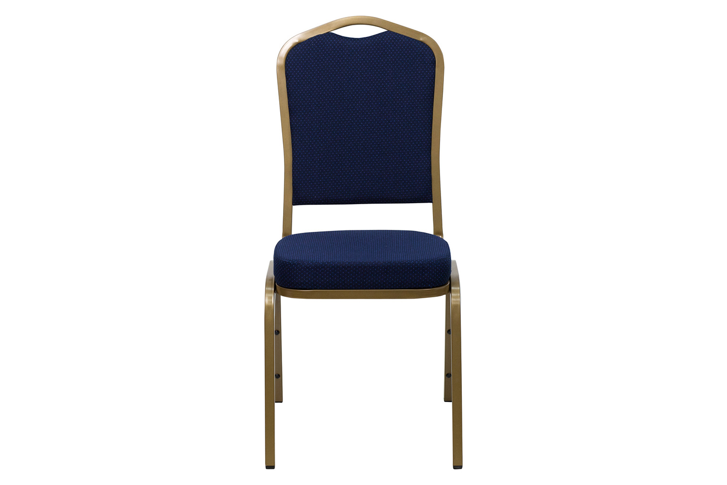 BLNK™ HERCULES Series Fabric Crown Back Stacking Banquet Chair with Gold Frame - Navy Blue Patterned