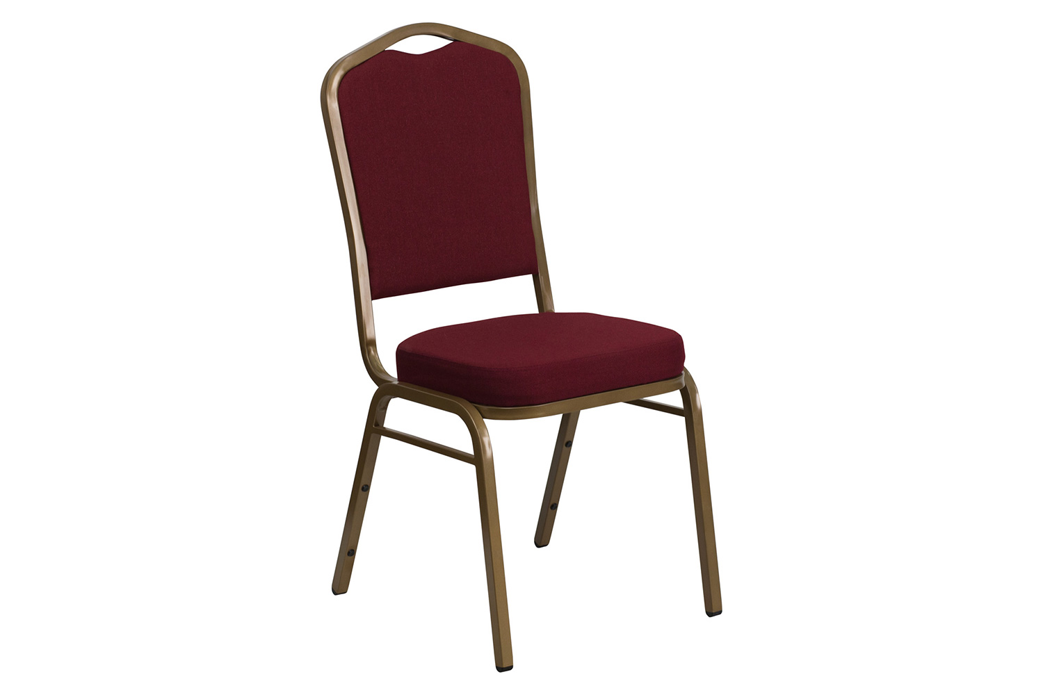 BLNK™ HERCULES Series Fabric Crown Back Stacking Banquet Chair with Gold Frame - Burgundy