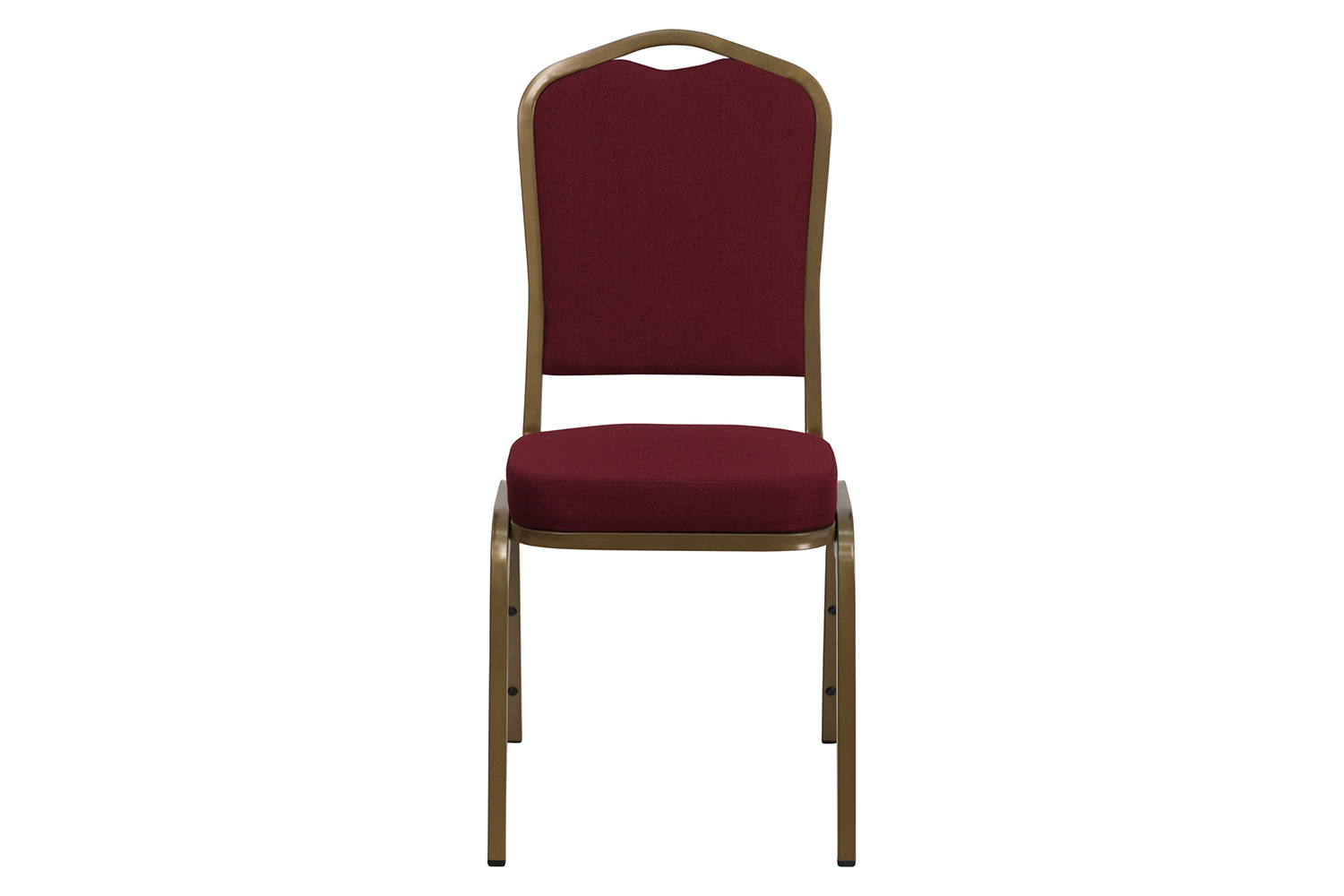 BLNK™ HERCULES Series Fabric Crown Back Stacking Banquet Chair with Gold Frame - Burgundy