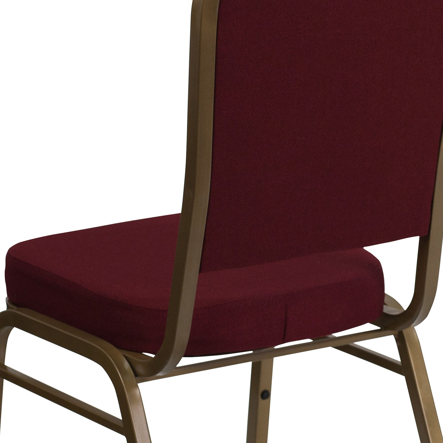 BLNK™ HERCULES Series Fabric Crown Back Stacking Banquet Chair with Gold Frame - Burgundy