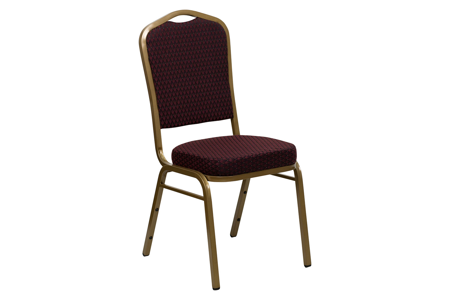 BLNK™ HERCULES Series Fabric Crown Back Stacking Banquet Chair with Gold Frame - Burgundy Patterned