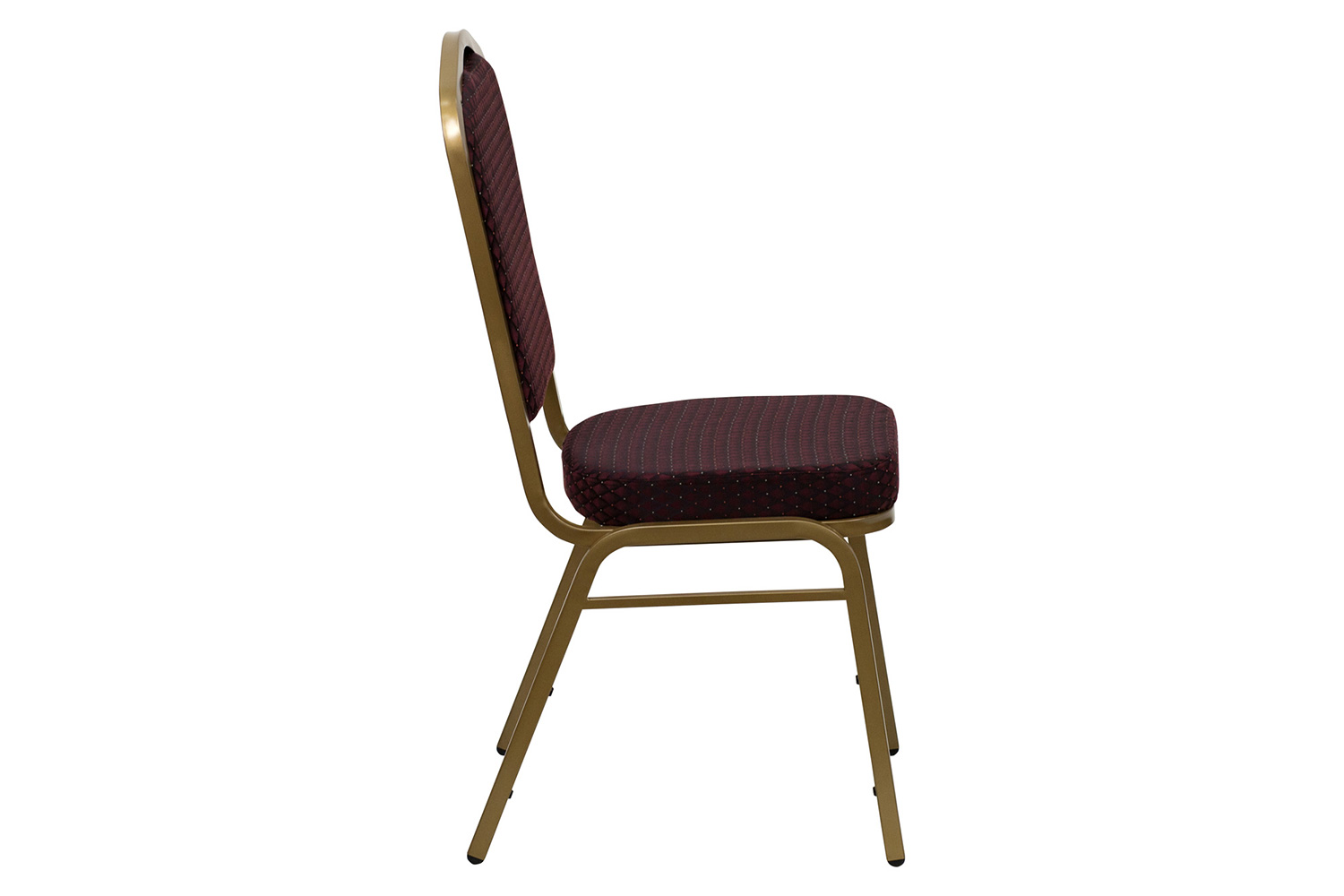 BLNK™ HERCULES Series Fabric Crown Back Stacking Banquet Chair with Gold Frame - Burgundy Patterned