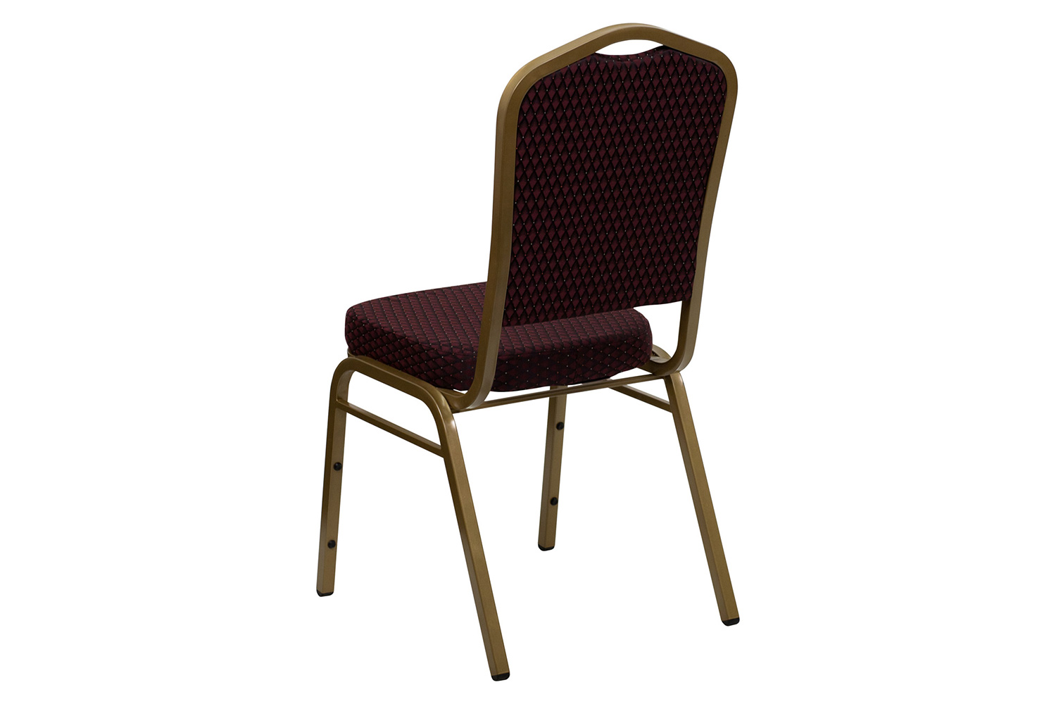 BLNK™ HERCULES Series Fabric Crown Back Stacking Banquet Chair with Gold Frame - Burgundy Patterned